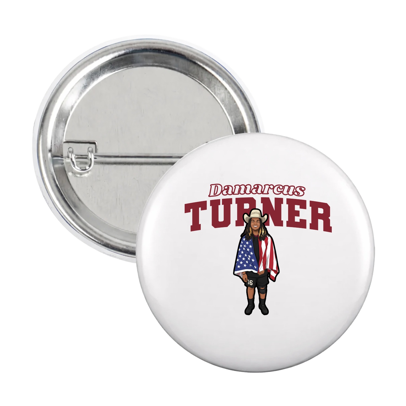 Game Day Button — Name Arch in White