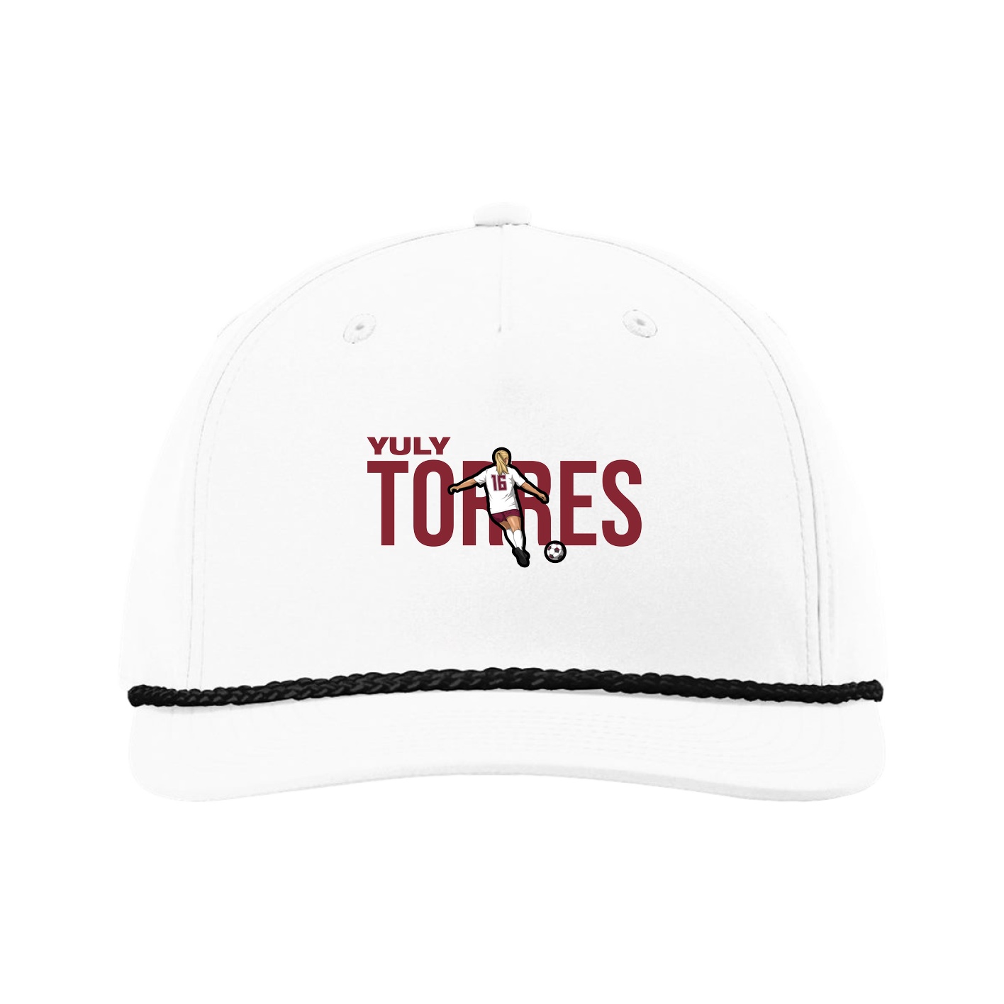 Five-Panel Classic Rope Cap — Player Name in White