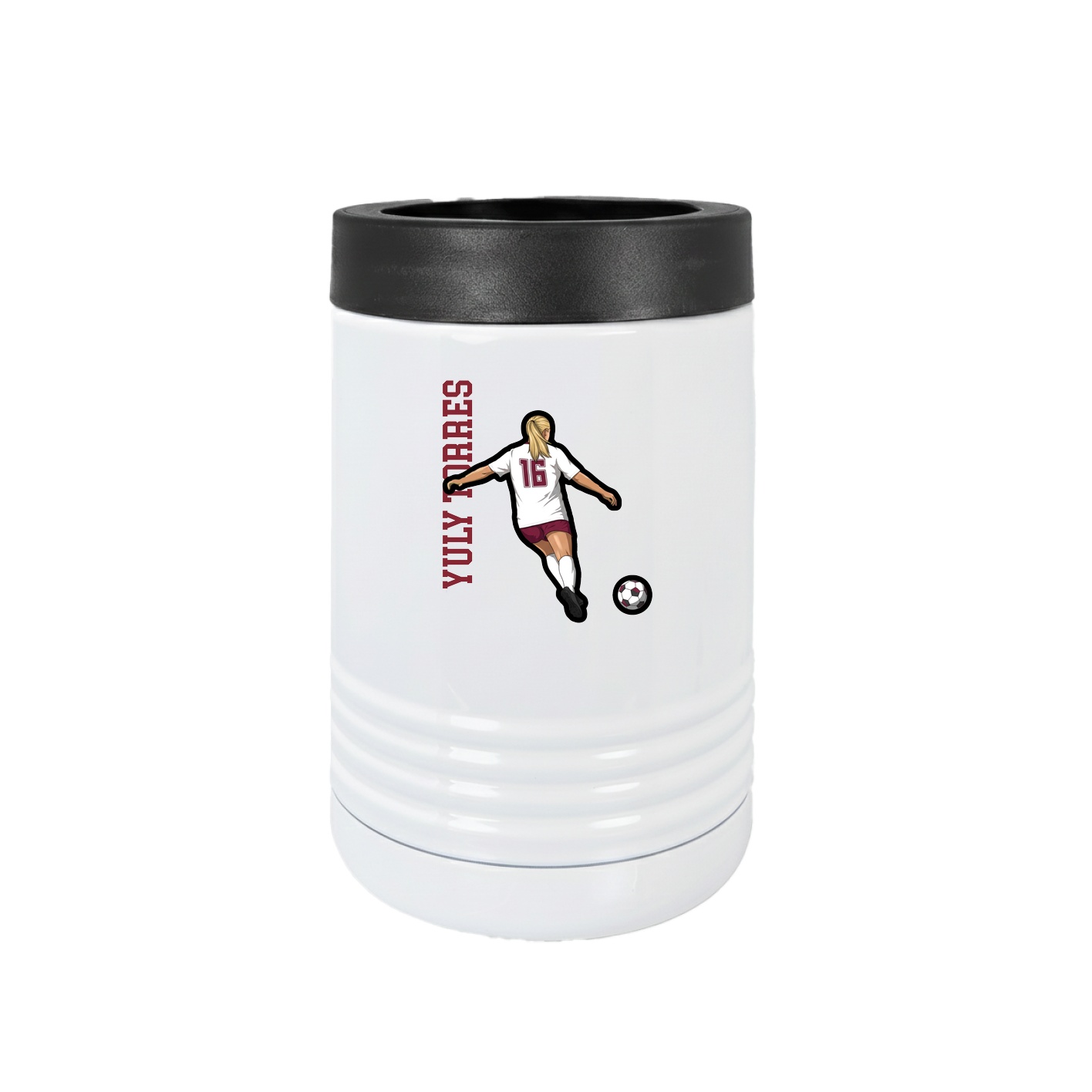 Beverage Holder — Name Vertical in White