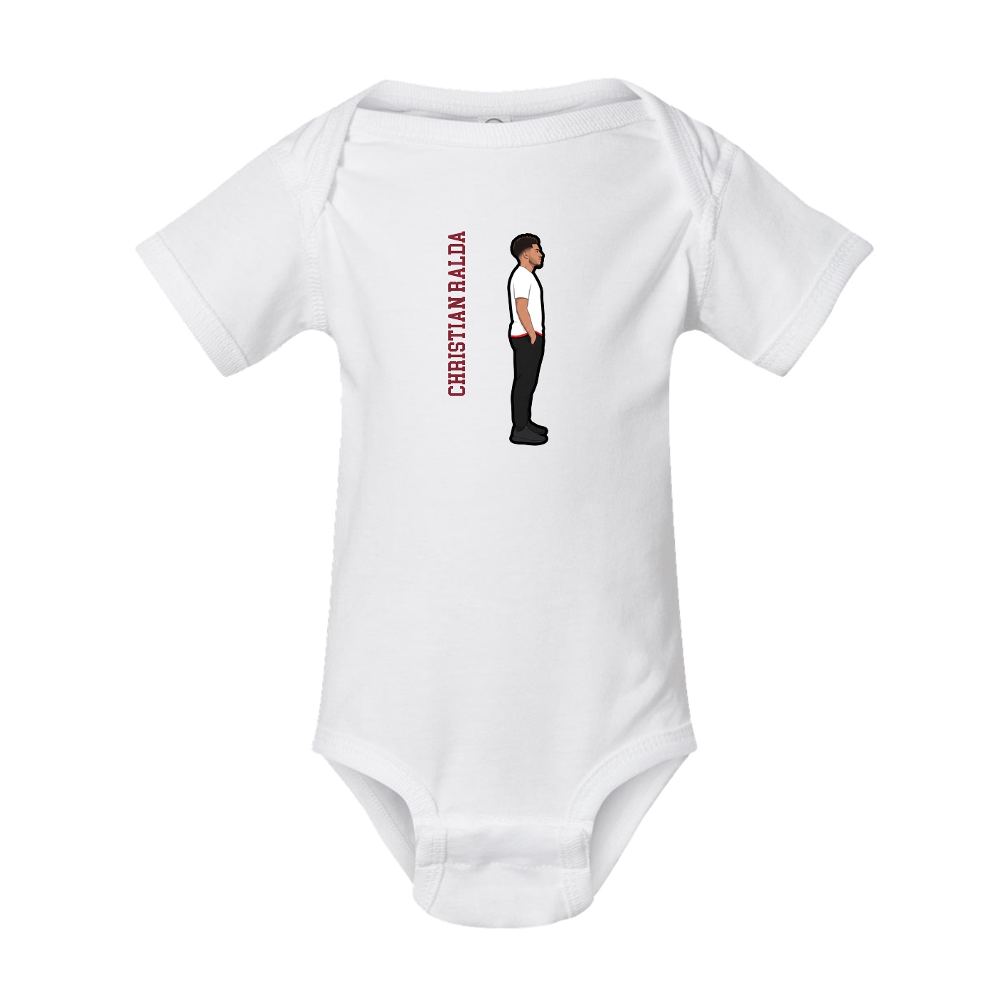 Baby Onesie — Name Vertical in White