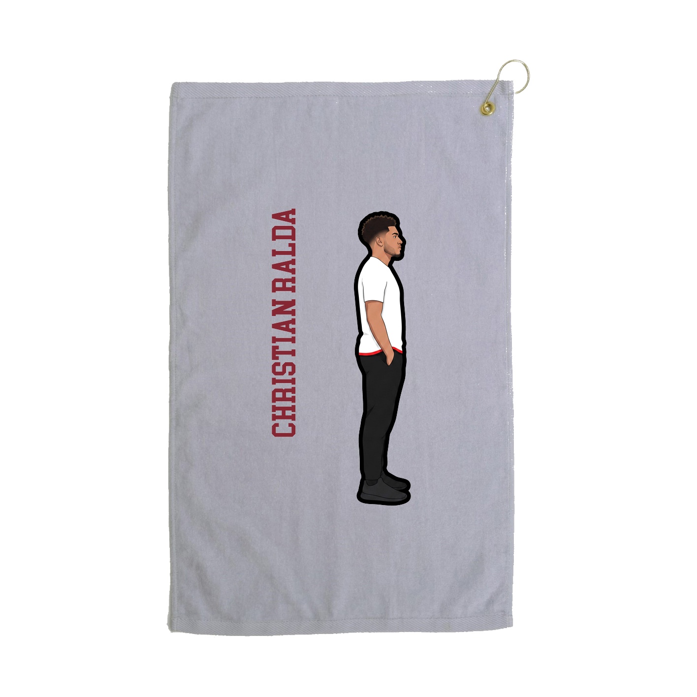 Golf Towel — Name Vertical in Grey