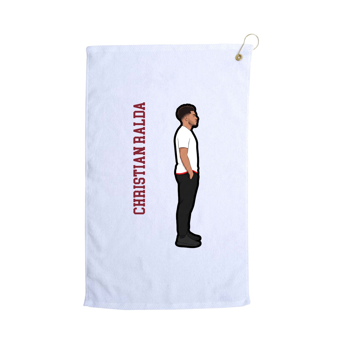 Golf Towel — Name Vertical in White