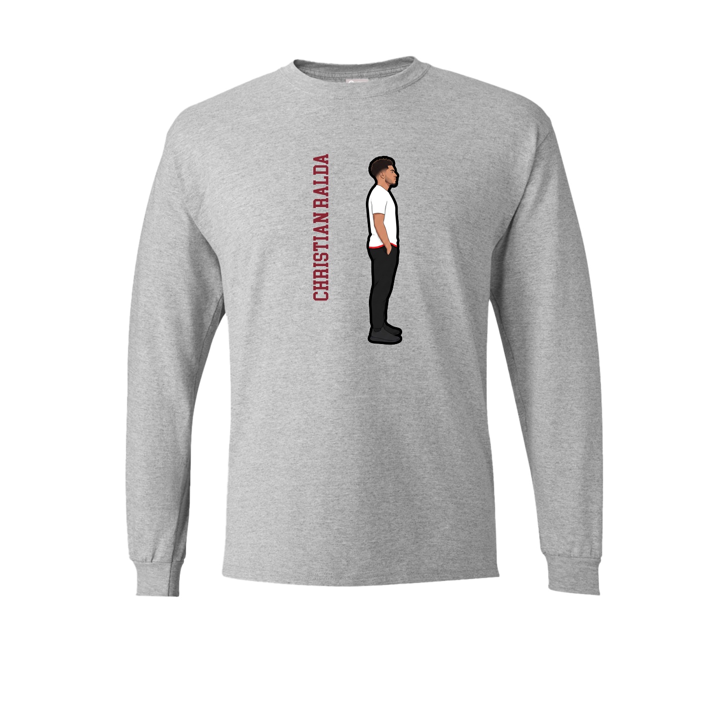 Long Sleeve Tee — Name Vertical in Grey