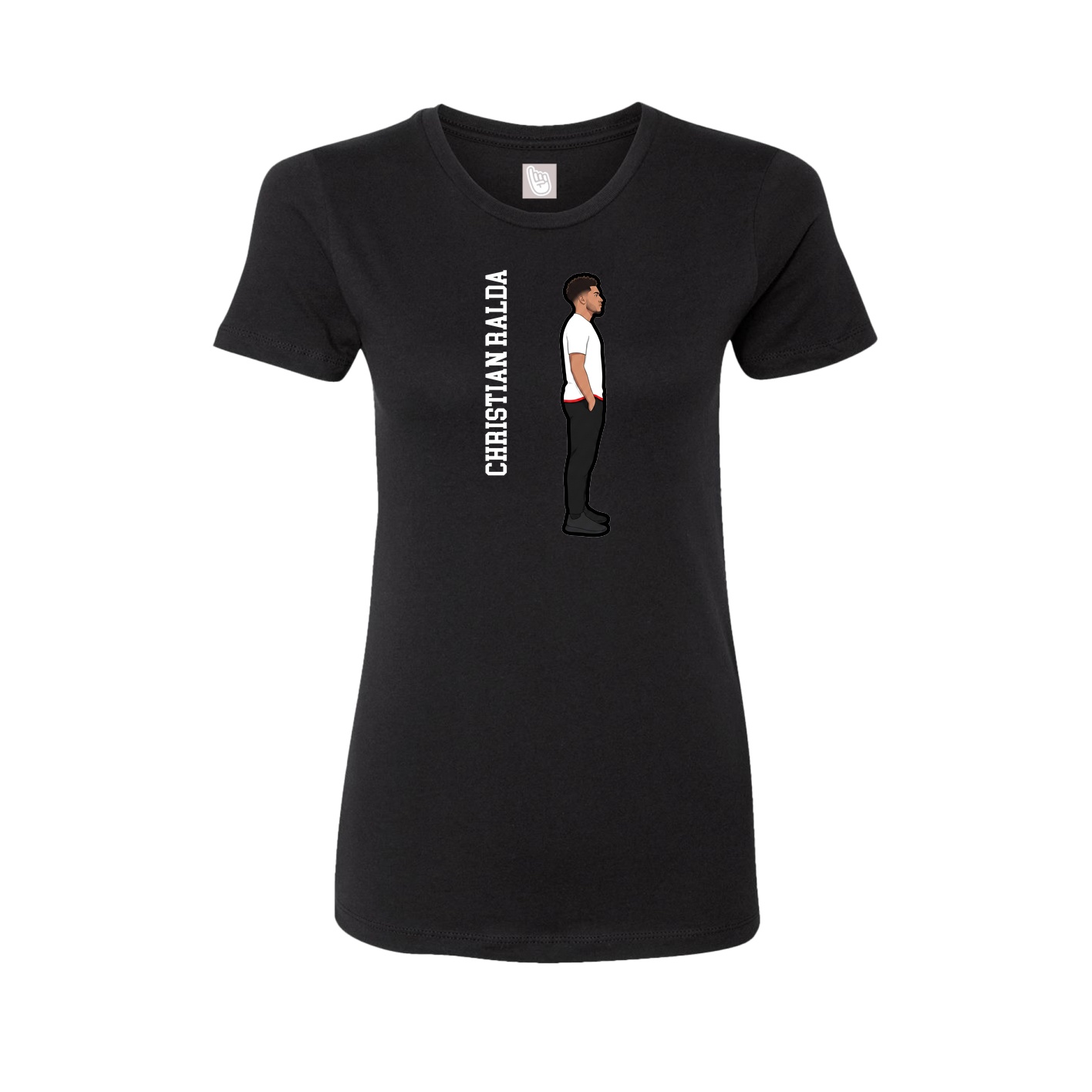 Fitted Women's Tee — Name Vertical in Black