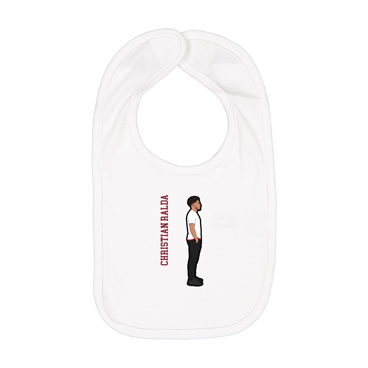 Infant Bib — Name Vertical in White