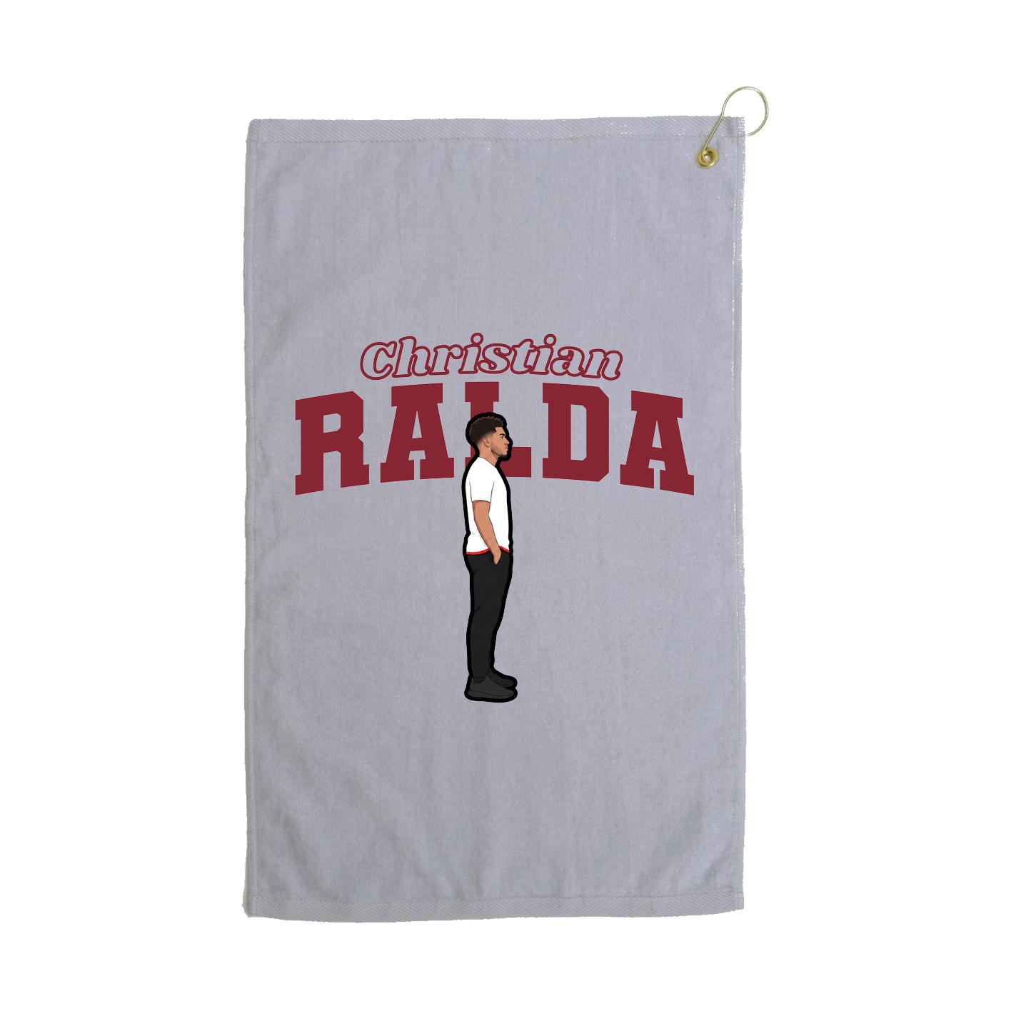 Golf Towel — Name Arch in Grey