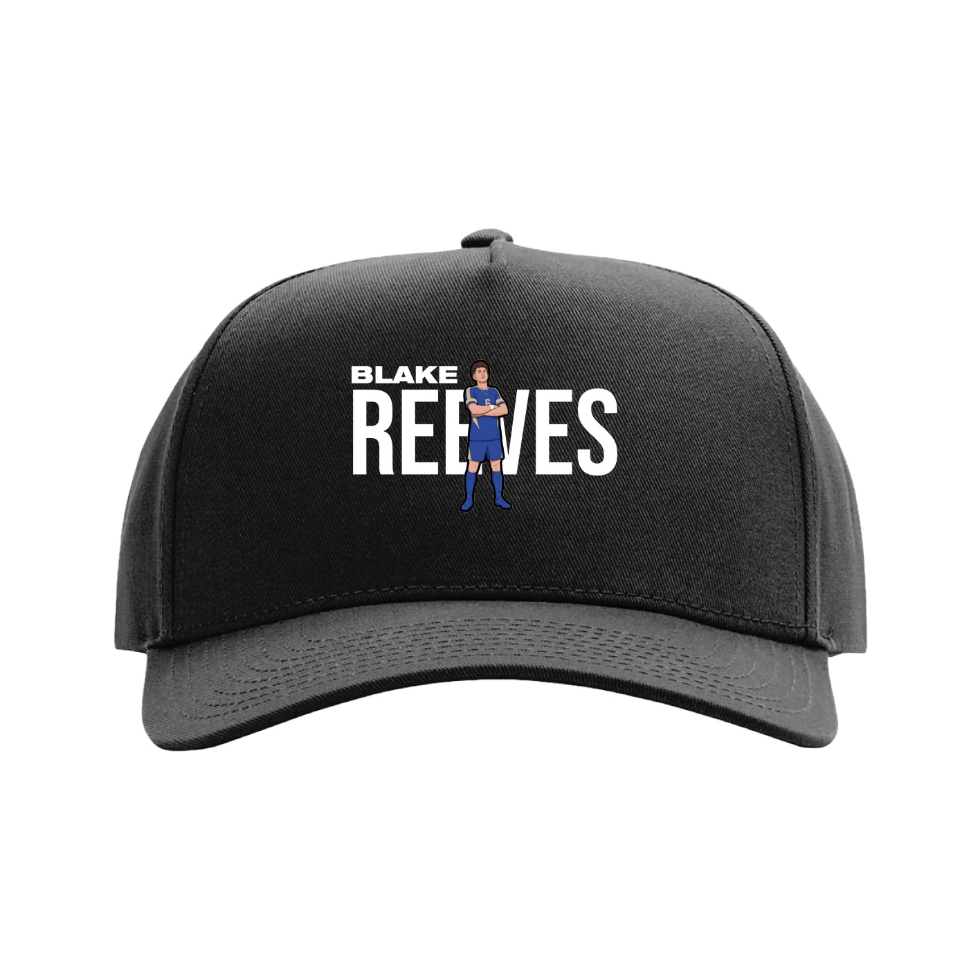 Full Fabric Five-Panel Champ Cap — Player Name in Black