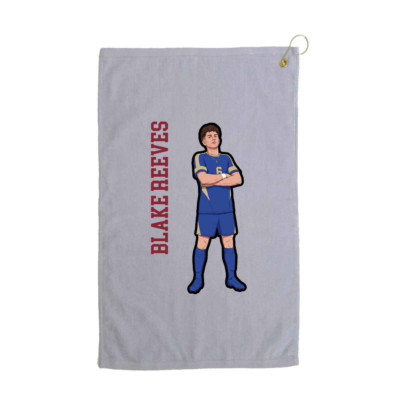 Golf Towel — Name Vertical in Grey