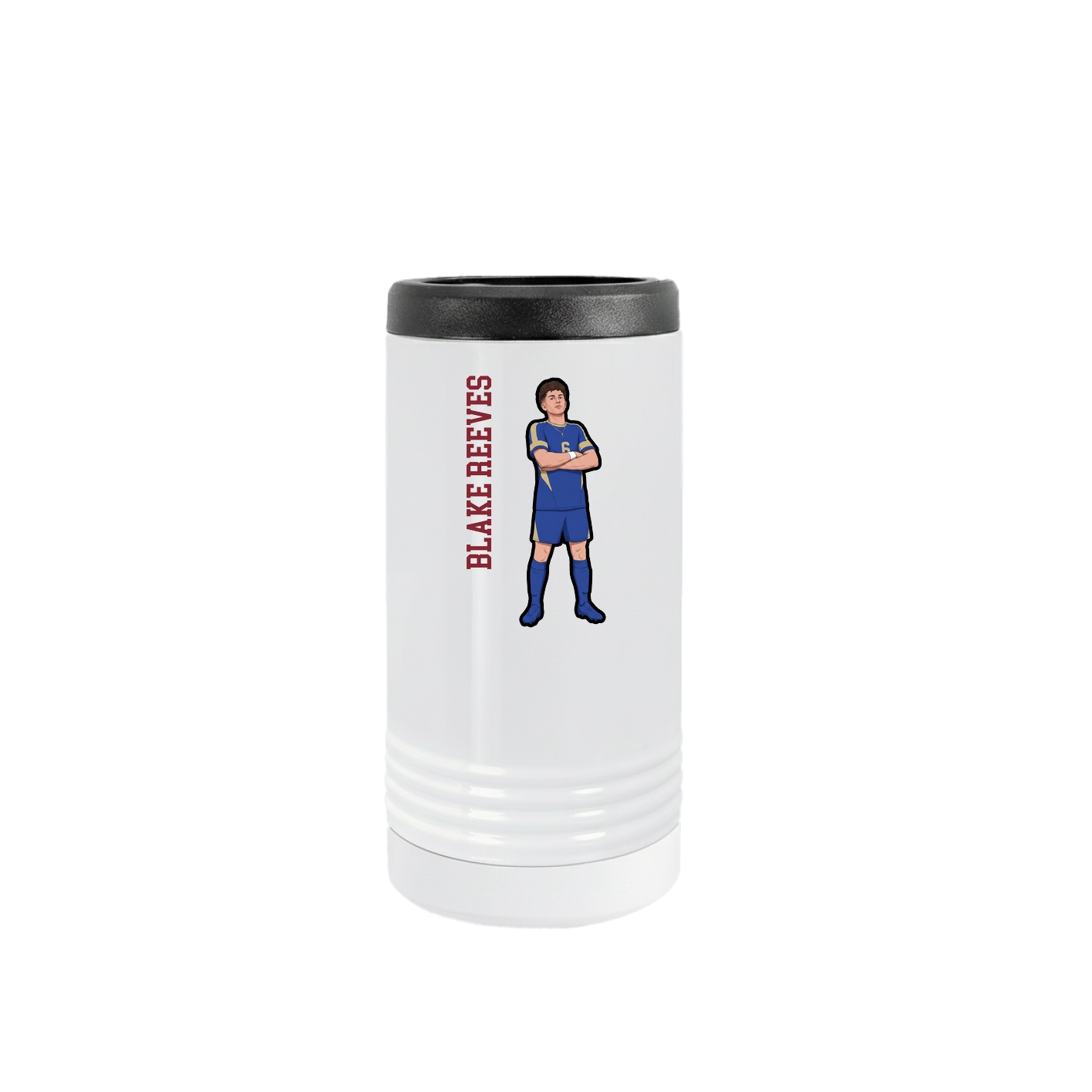 Slim Beverage Holder — Name Vertical in White