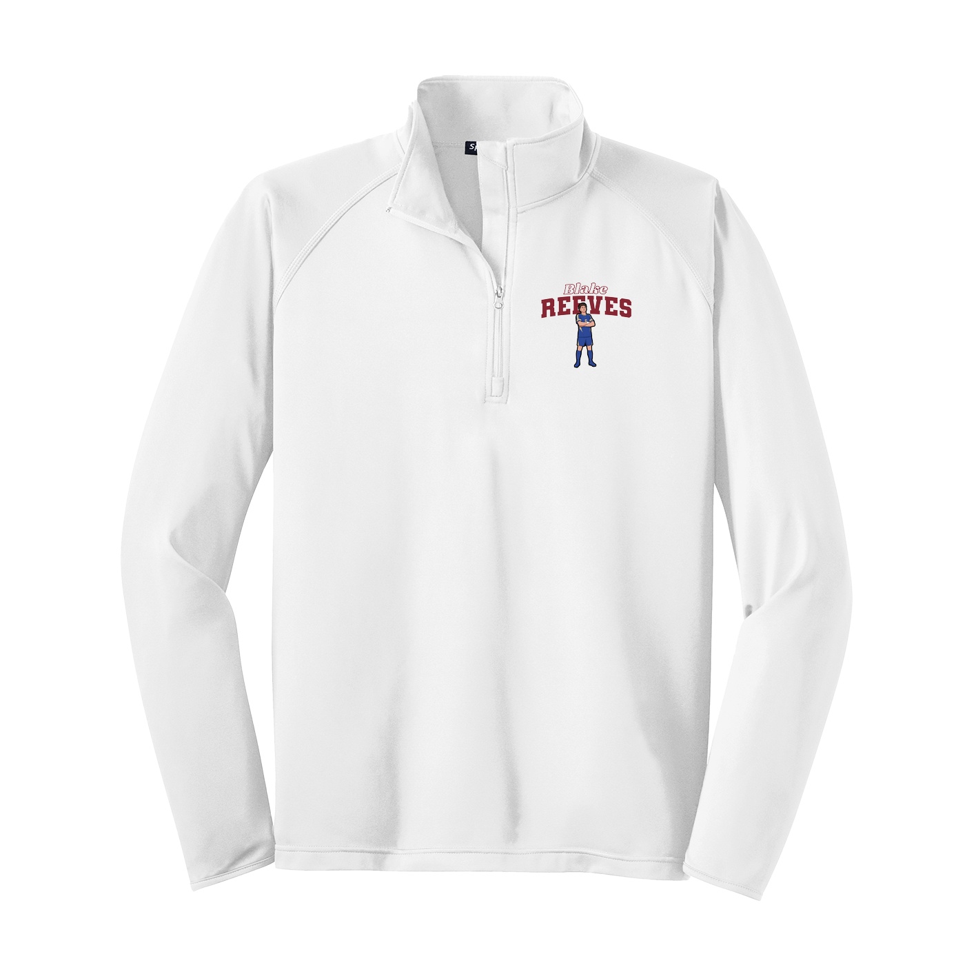 Q-Zip Pullover — Name Arch in White