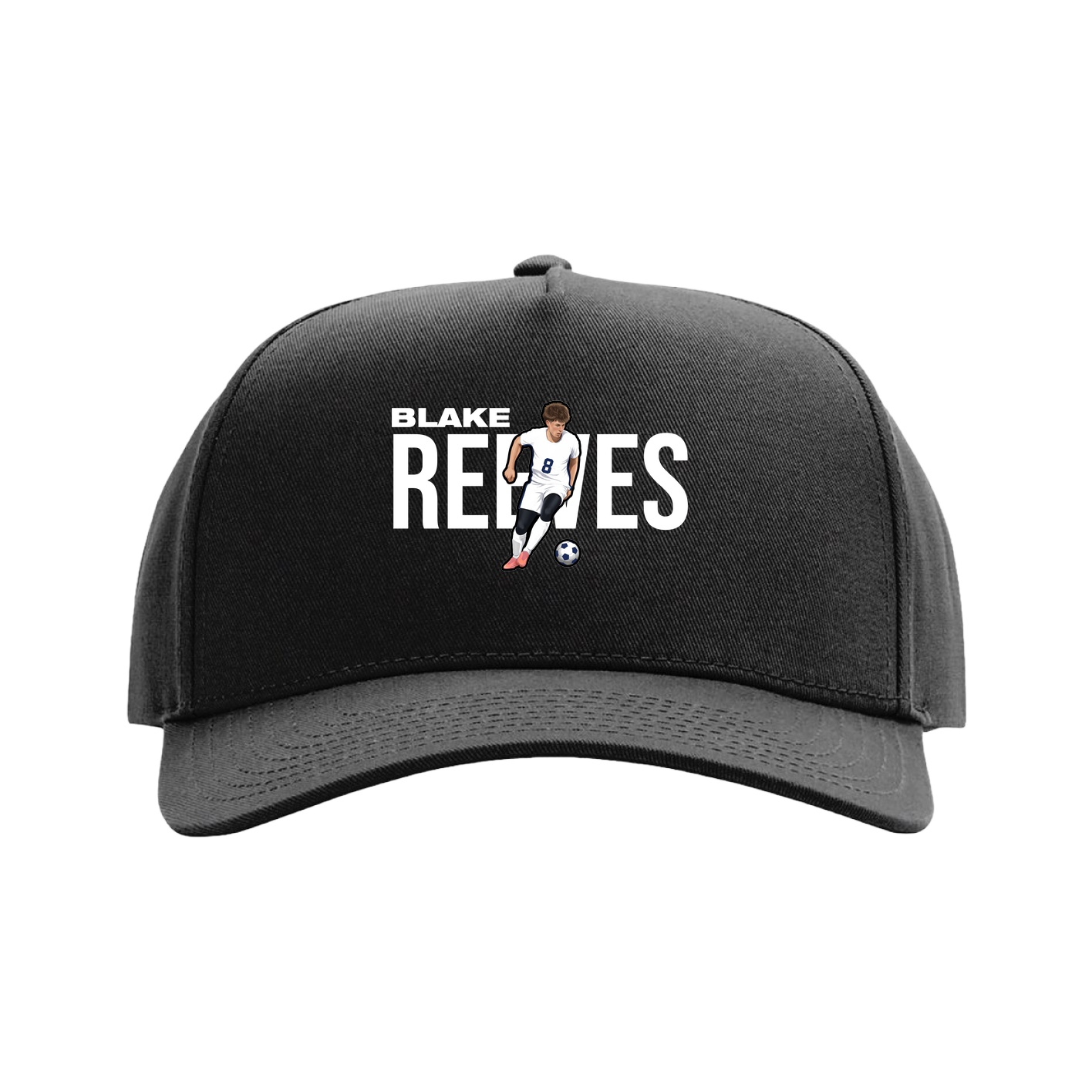 Full Fabric Five-Panel Champ Cap — Player Name in Black