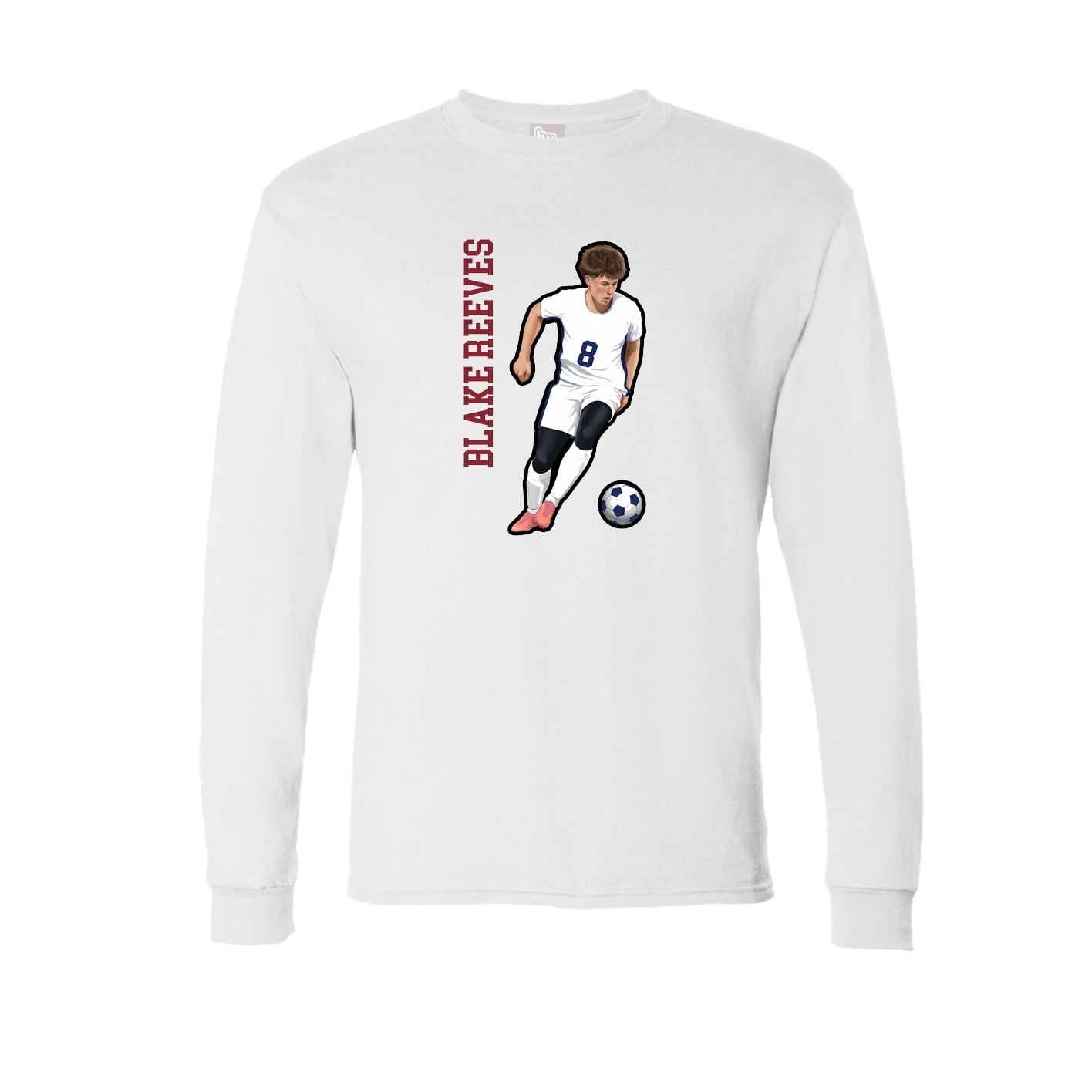 Long Sleeve Tee — Name Vertical in White