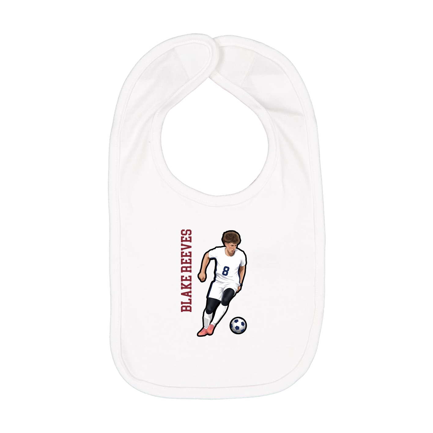 Infant Bib — Name Vertical in White