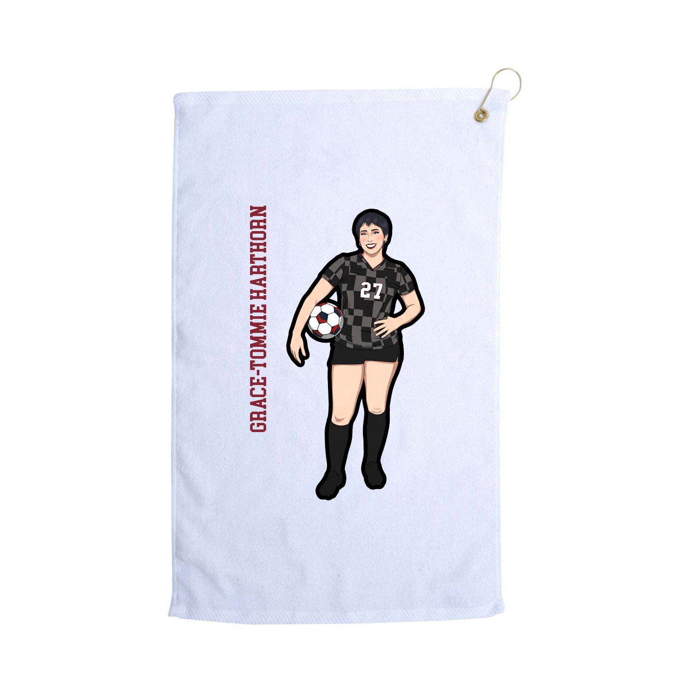 Golf Towel — Name Vertical in White