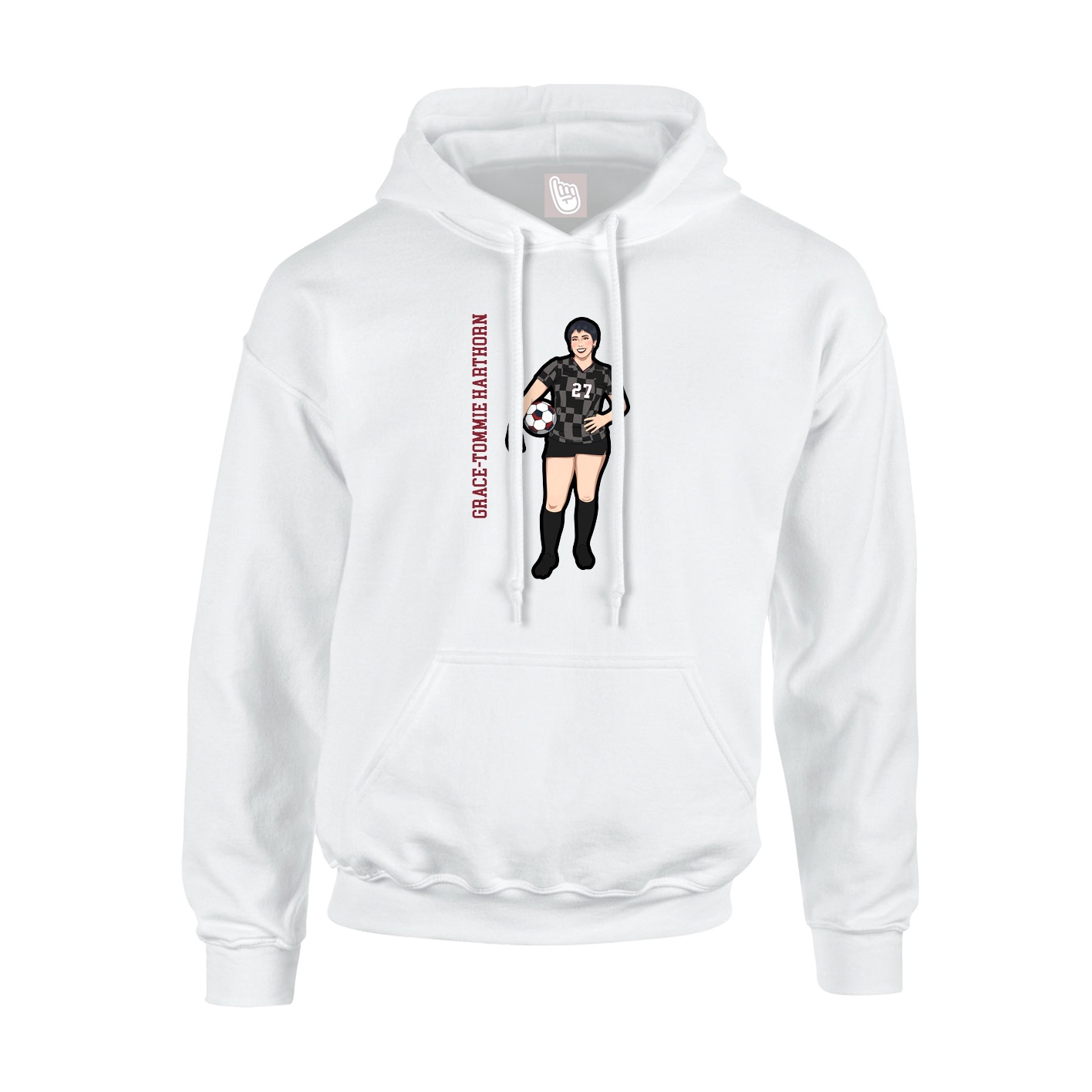 Youth Hoodie — Name Vertical in White
