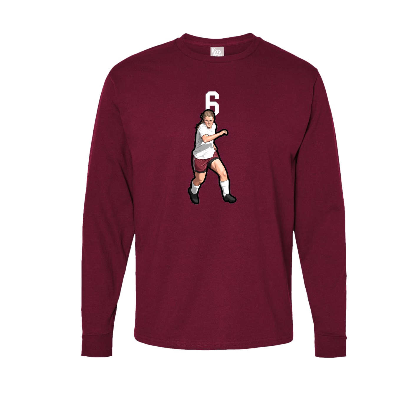 Long Sleeve Tee — Number Top in Cardinal