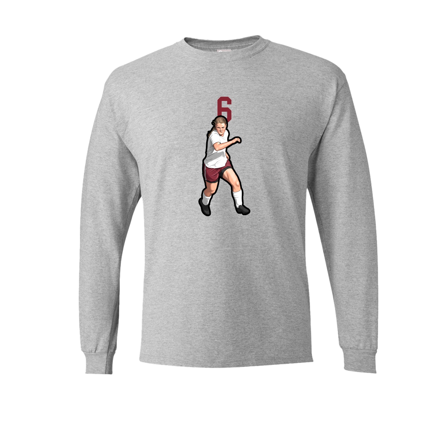 Long Sleeve Tee — Number Top in Grey