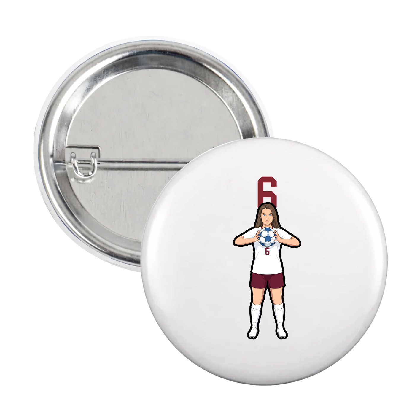 Game Day Button — Number Top in White
