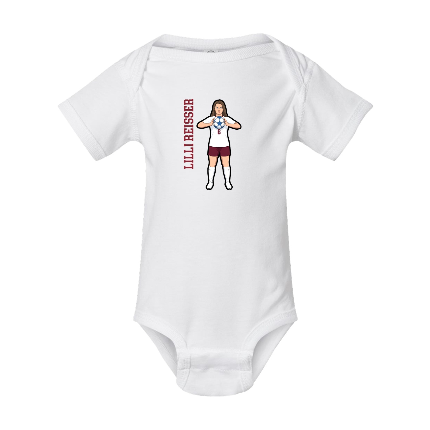 Baby Onesie — Name Vertical in White