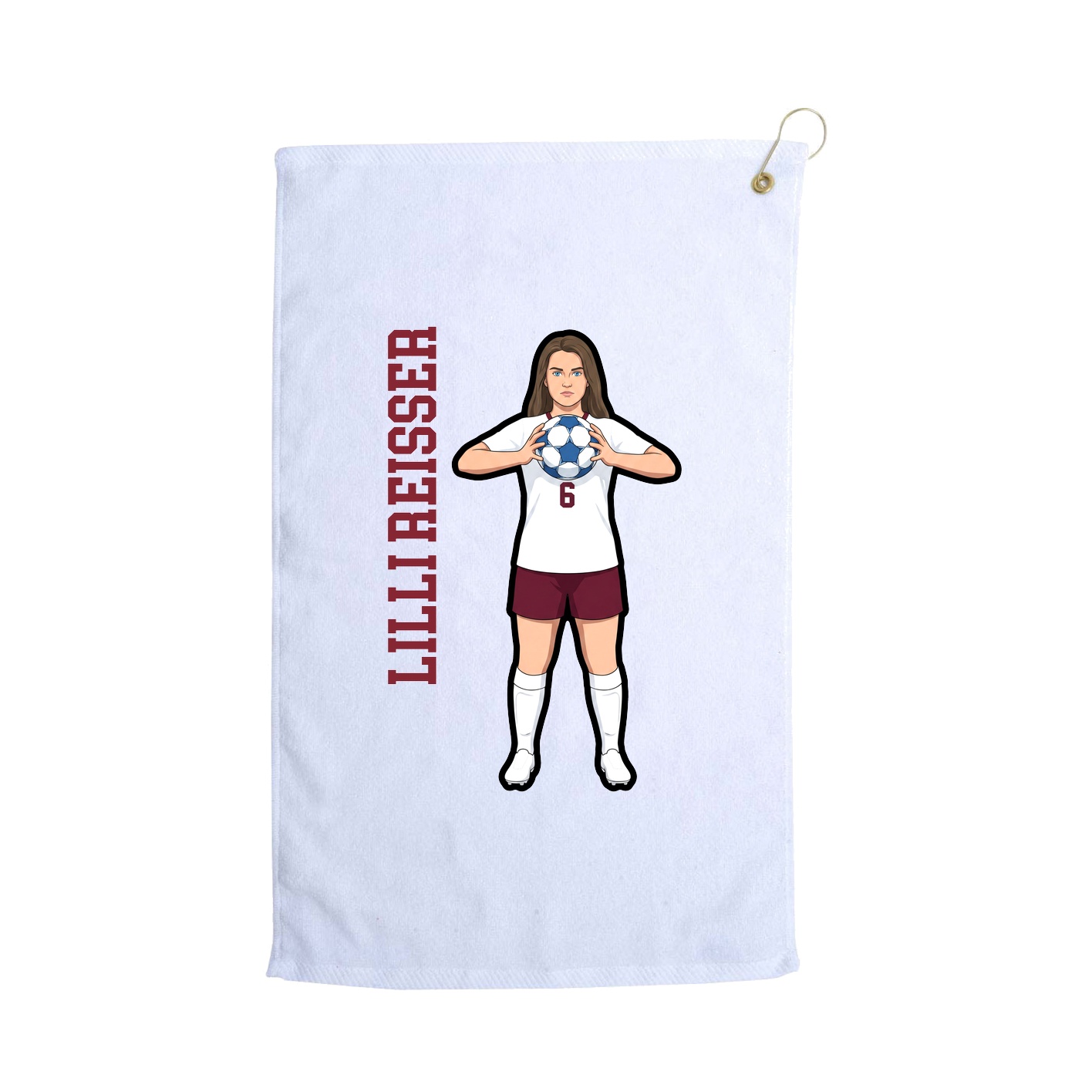 Golf Towel — Name Vertical in White