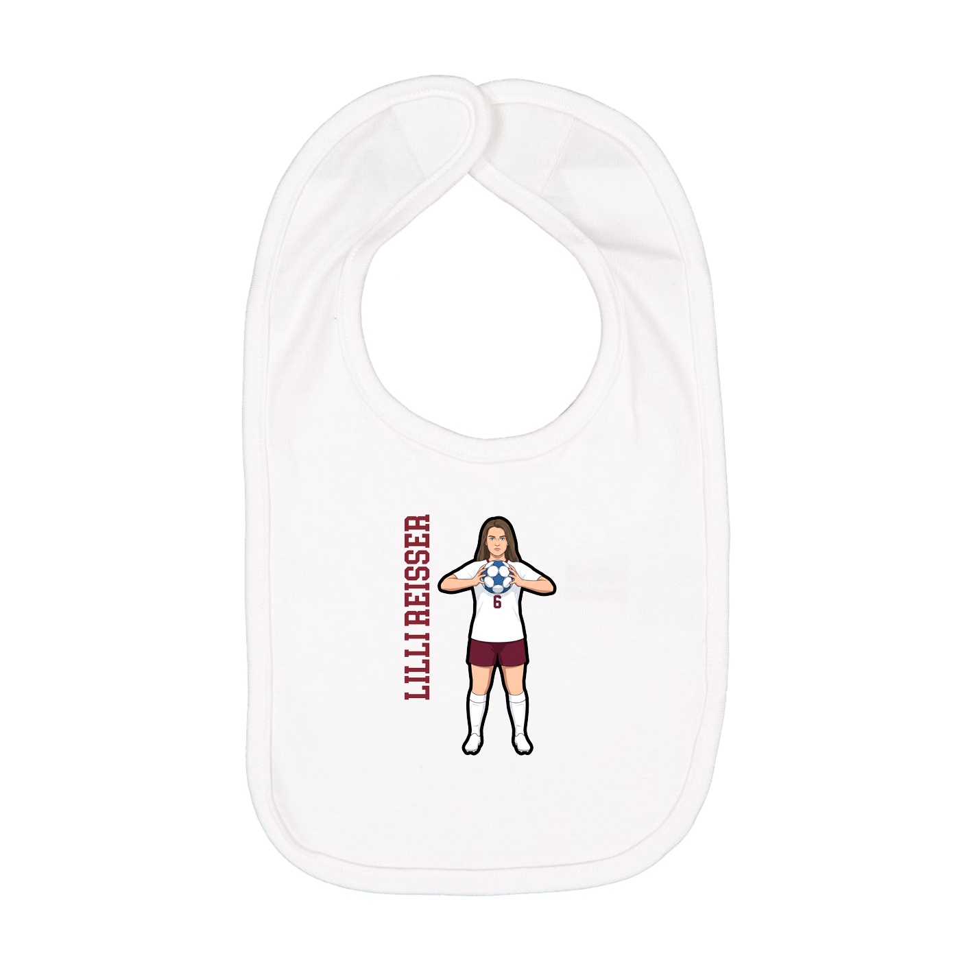 Infant Bib — Name Vertical in White