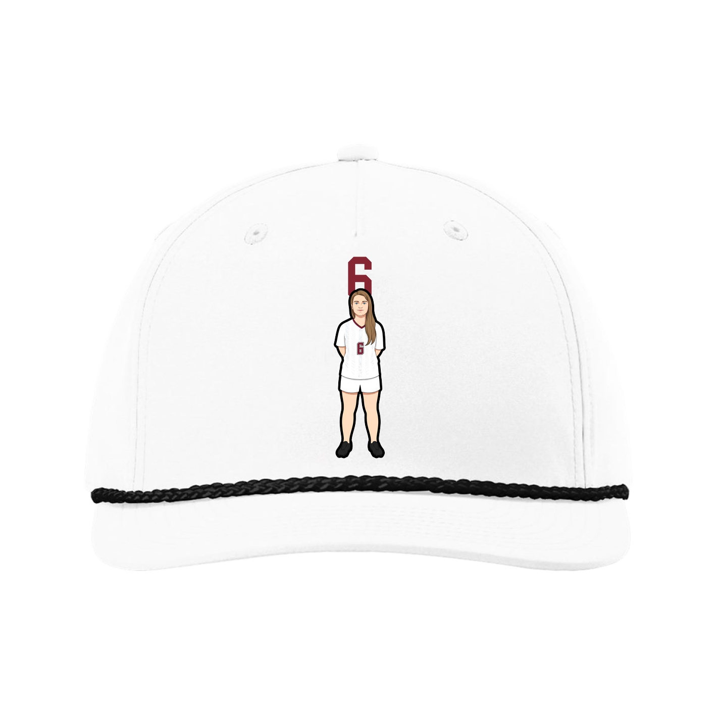 Five-Panel Classic Rope Cap — Number Top in White