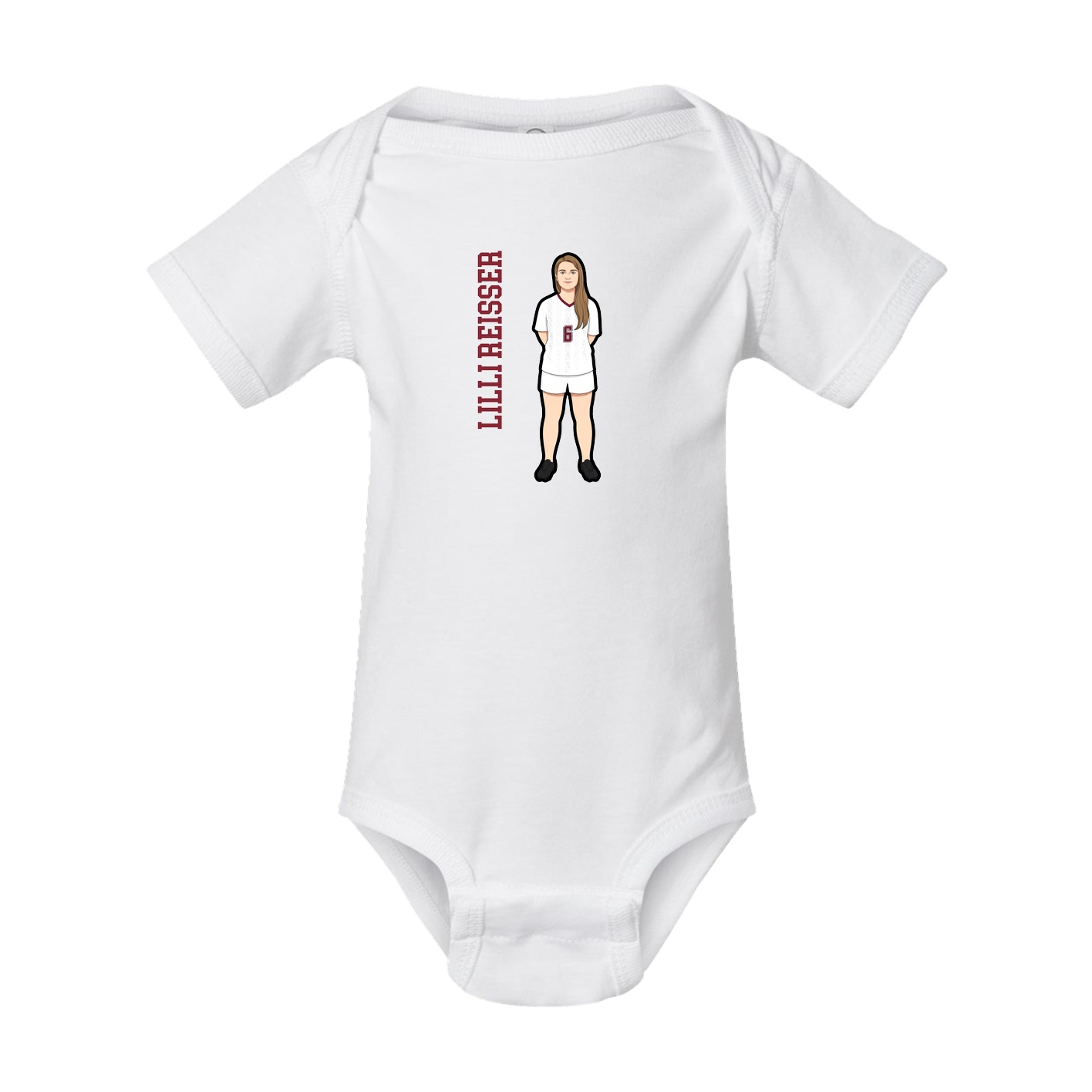 Baby Onesie — Name Vertical in White