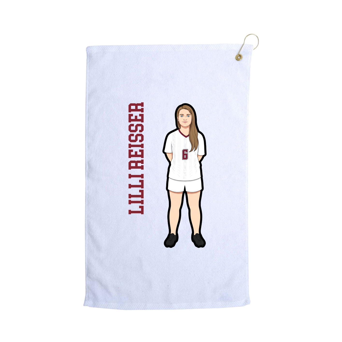 Golf Towel — Name Vertical in White