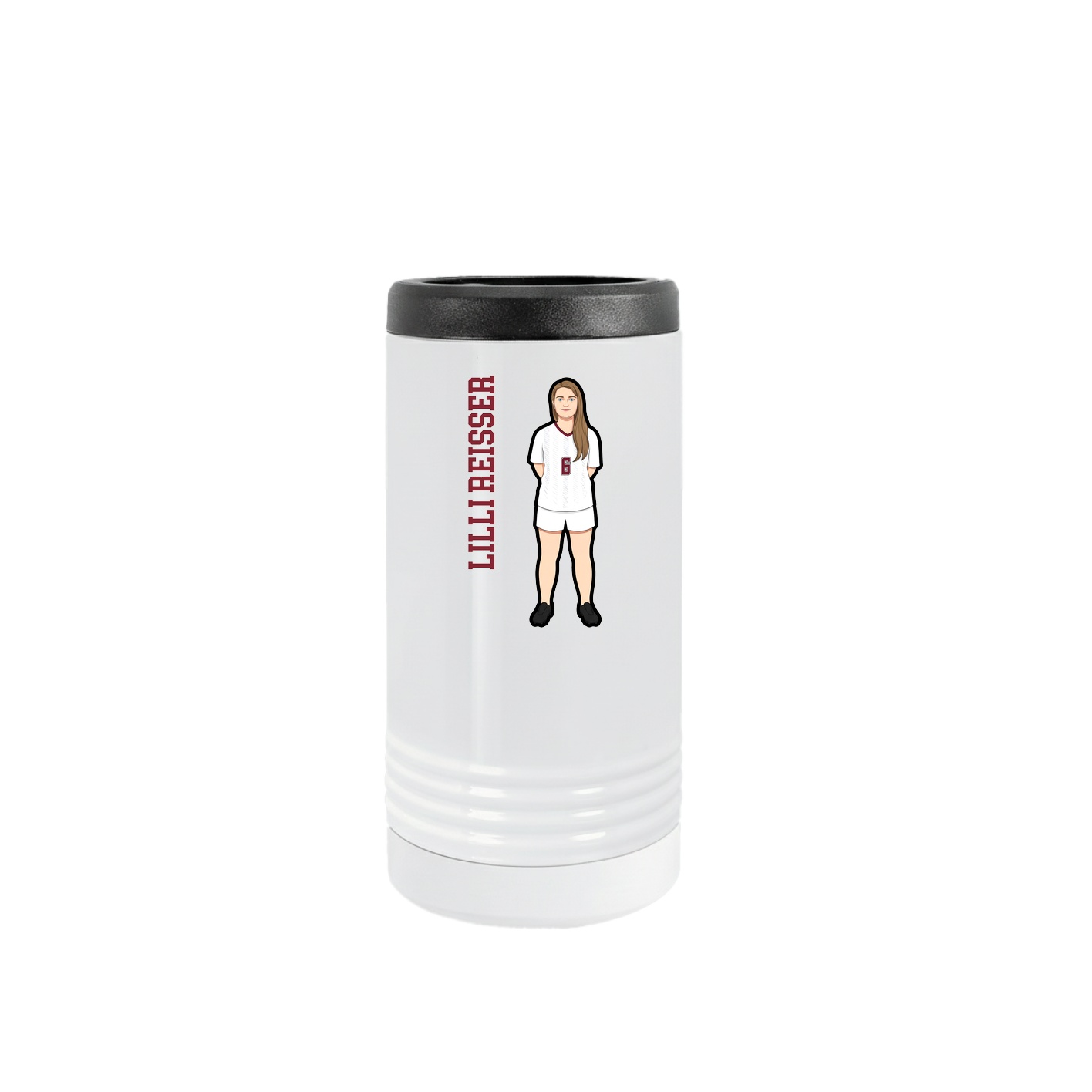 Slim Beverage Holder — Name Vertical in White
