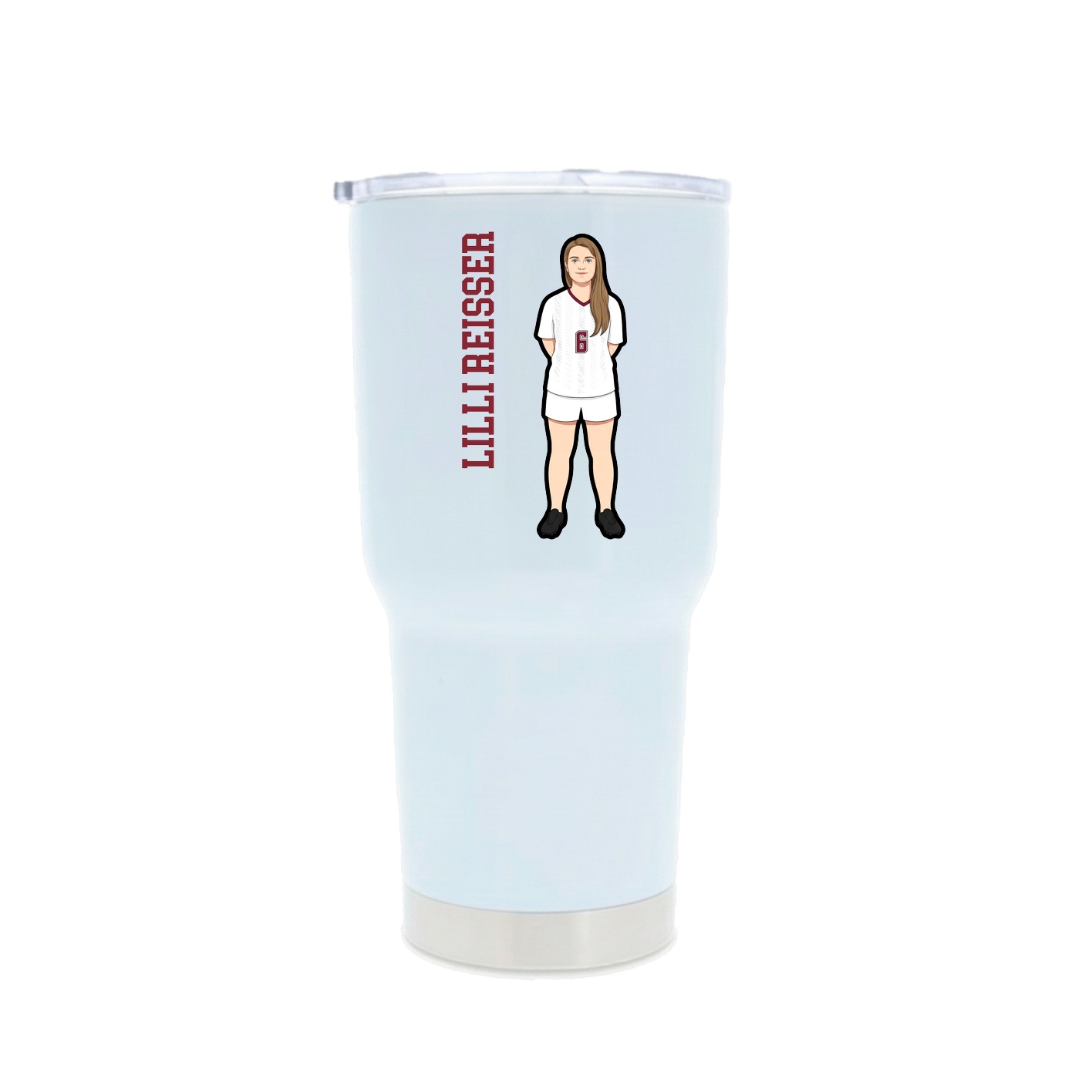 30oz Stainless Steel Tumbler — Name Vertical in White