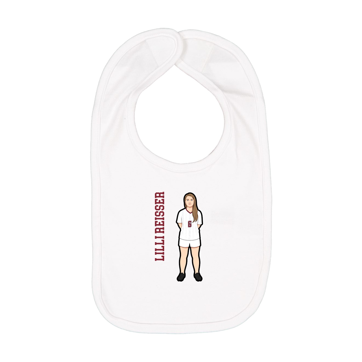 Infant Bib — Name Vertical in White