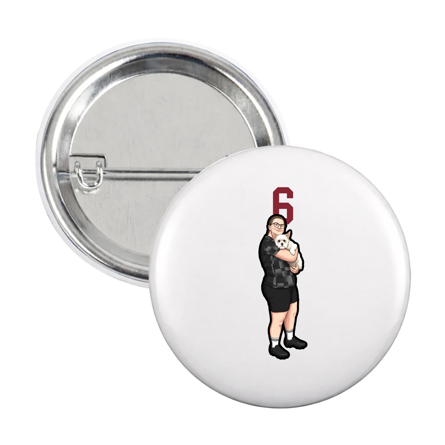 Game Day Button — Number Top in White