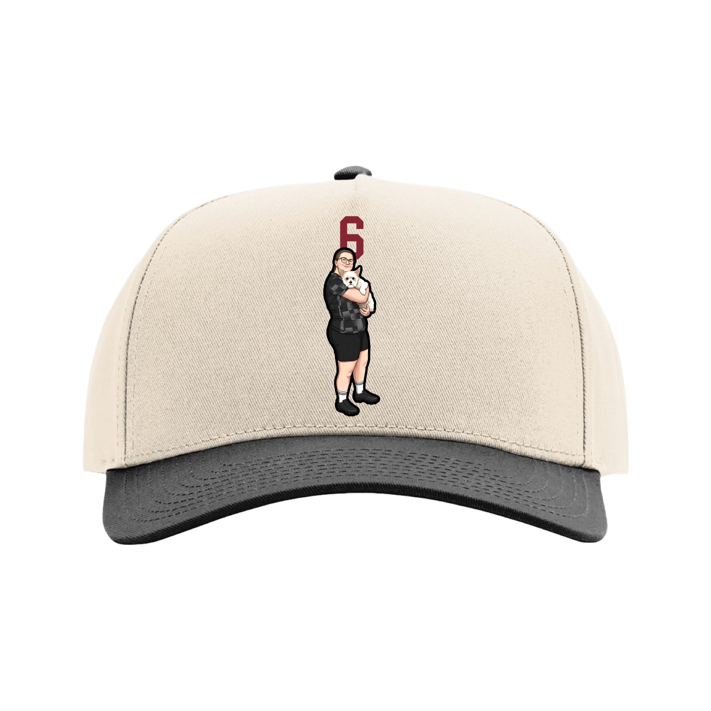 Full Fabric Five-Panel Champ Cap — Number Top in Cream/Black