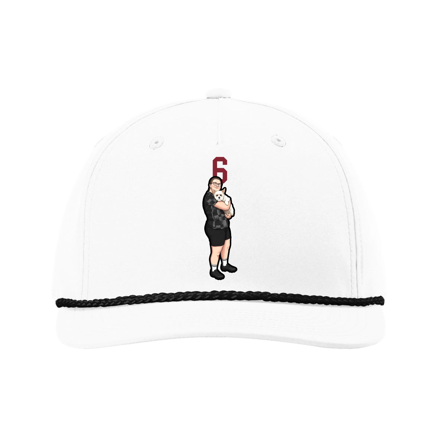 Five-Panel Classic Rope Cap — Number Top in White