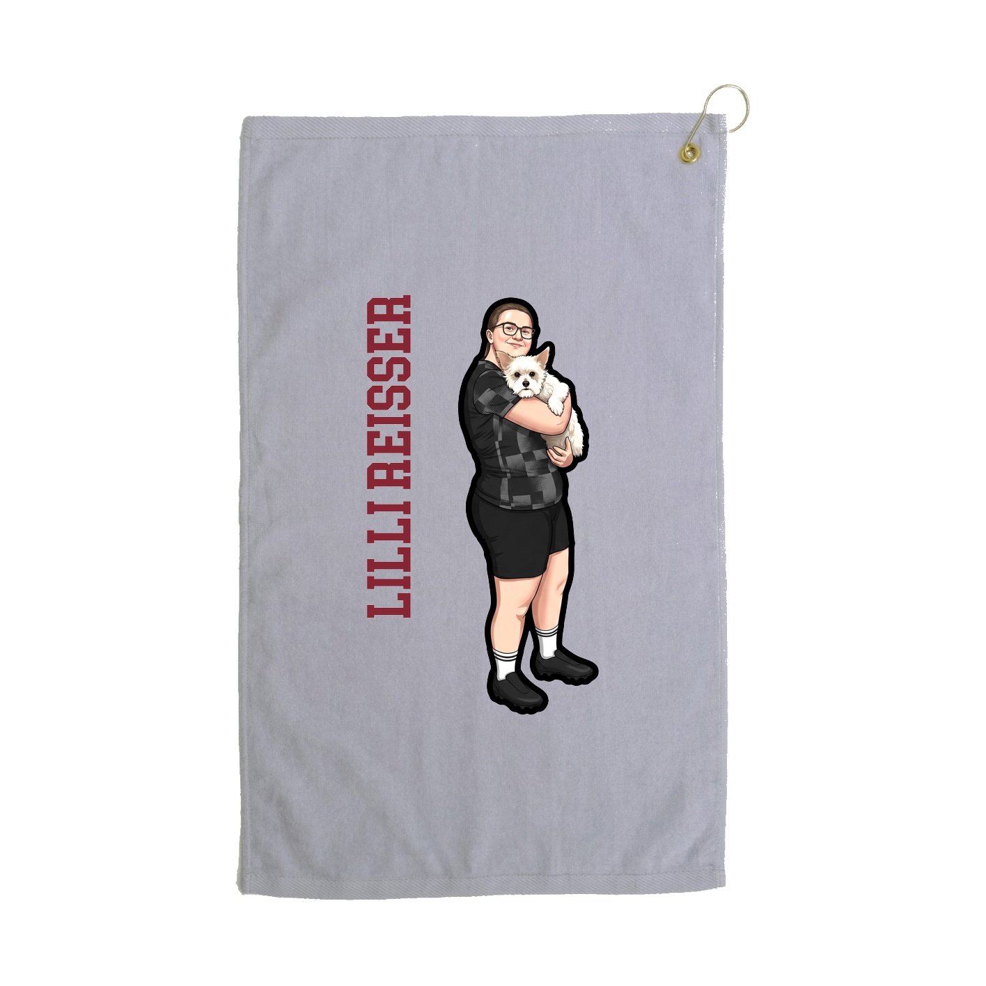 Golf Towel — Name Vertical in Grey