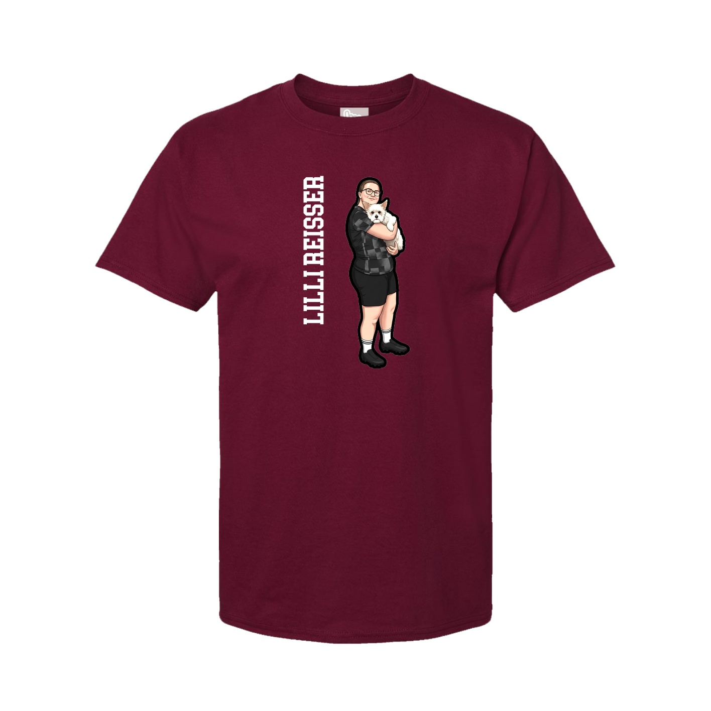 Youth Tee — Name Vertical in Cardinal