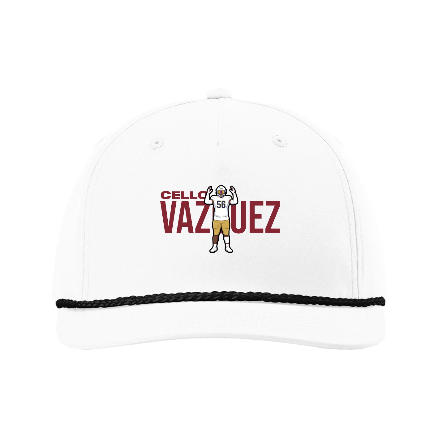 Five-Panel Classic Rope Cap — Player Name in White