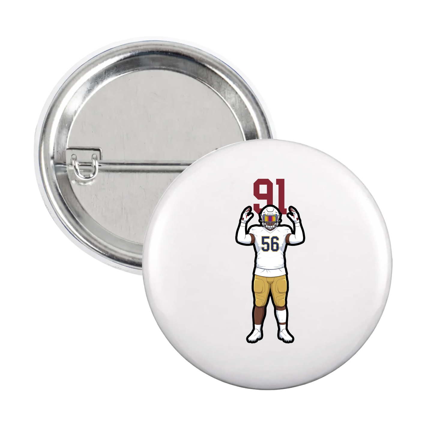 Game Day Button — Number Top in White
