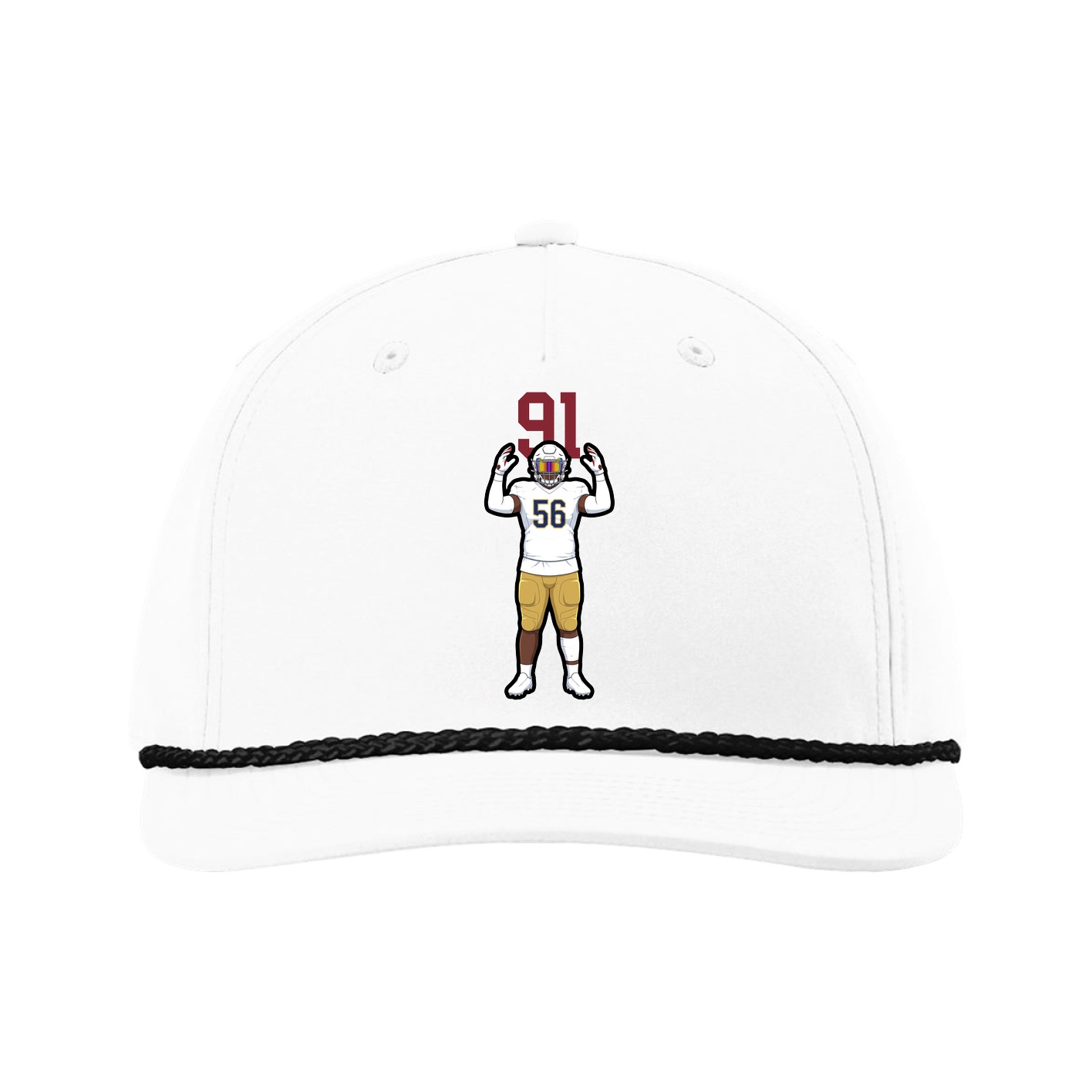 Five-Panel Classic Rope Cap — Number Top in White