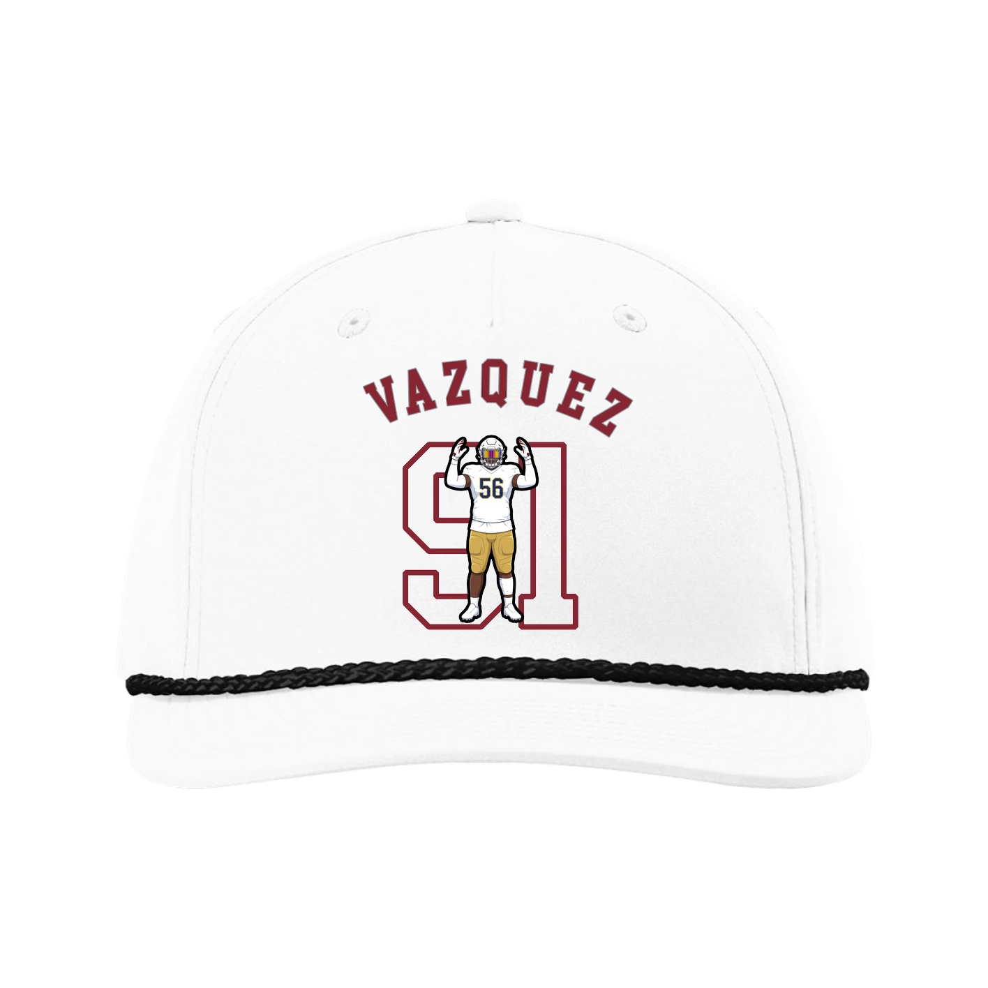 Five-Panel Classic Rope Cap — Shirsey Arch in White