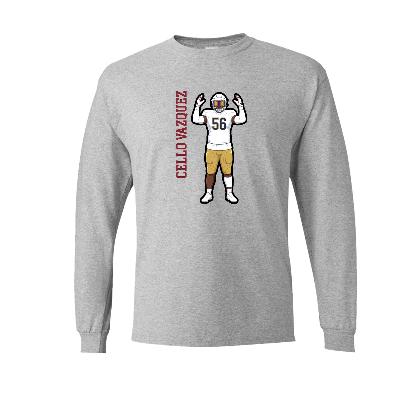 Long Sleeve Tee — Name Vertical in Grey