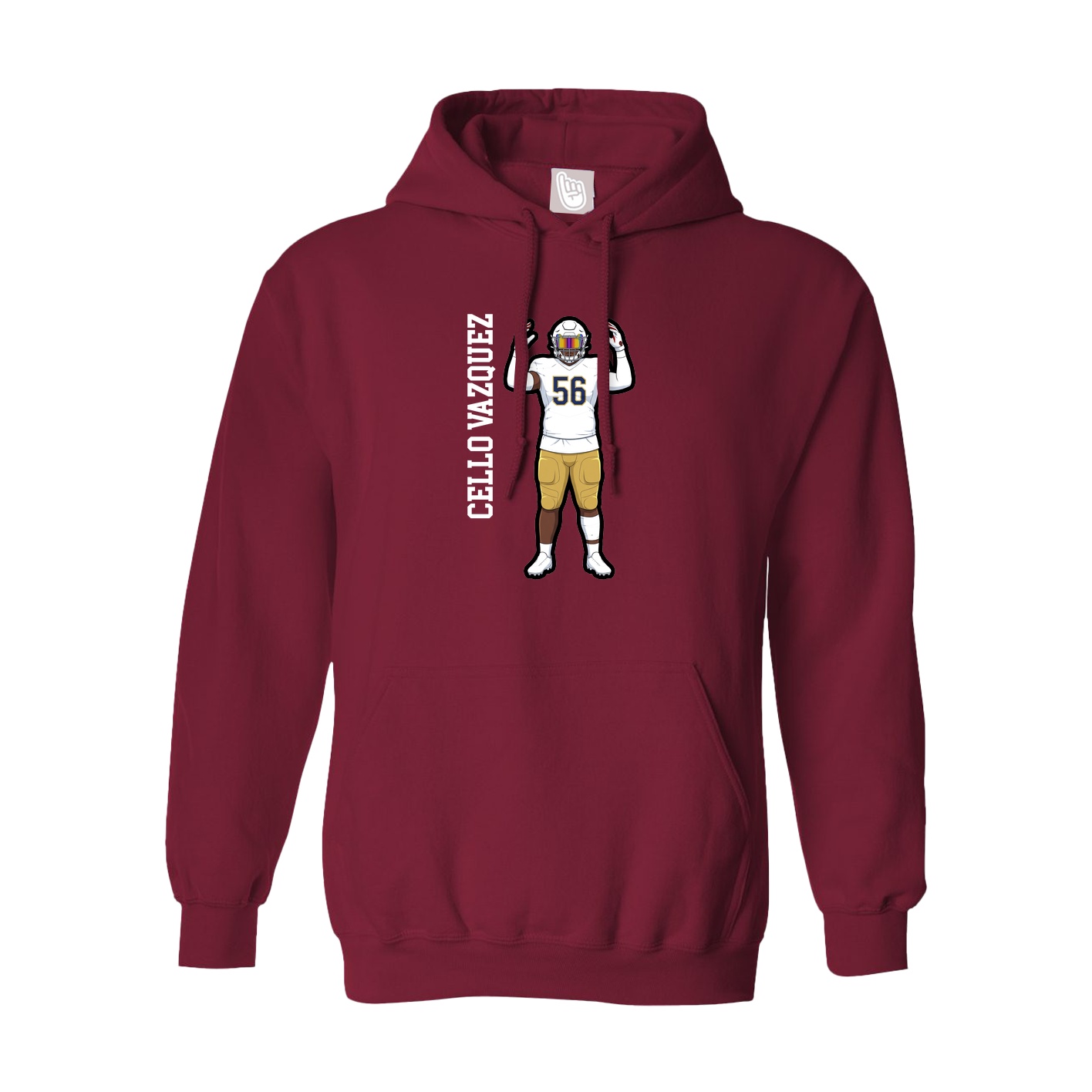 Hoodie — Name Vertical in Cardinal