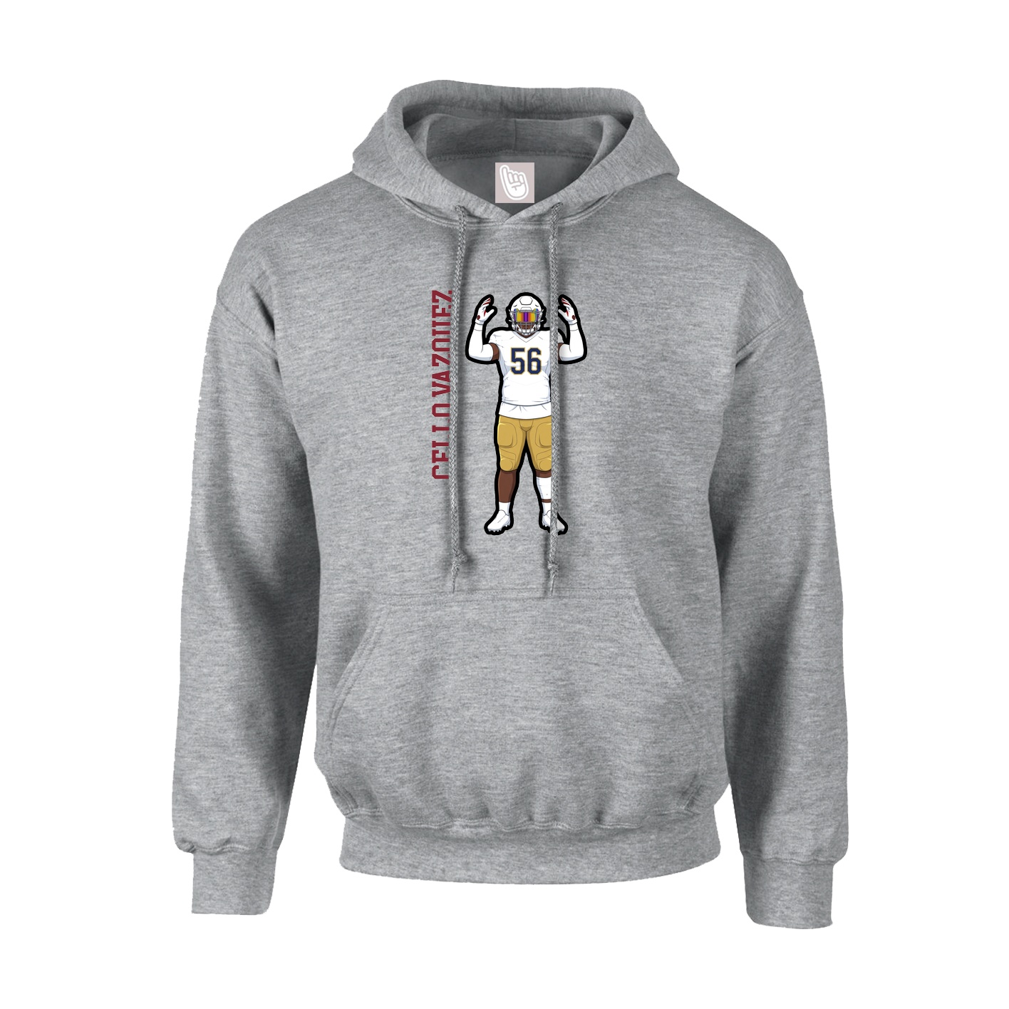 Youth Hoodie — Name Vertical in Grey