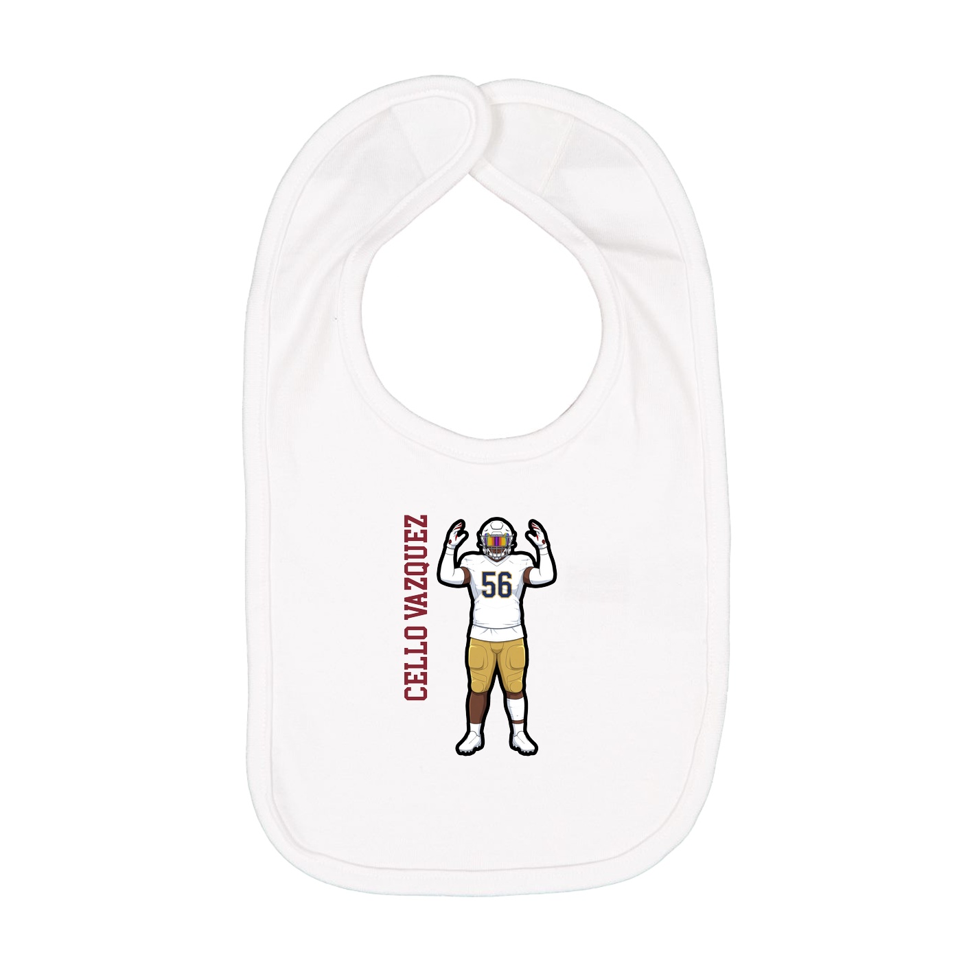 Infant Bib — Name Vertical in White