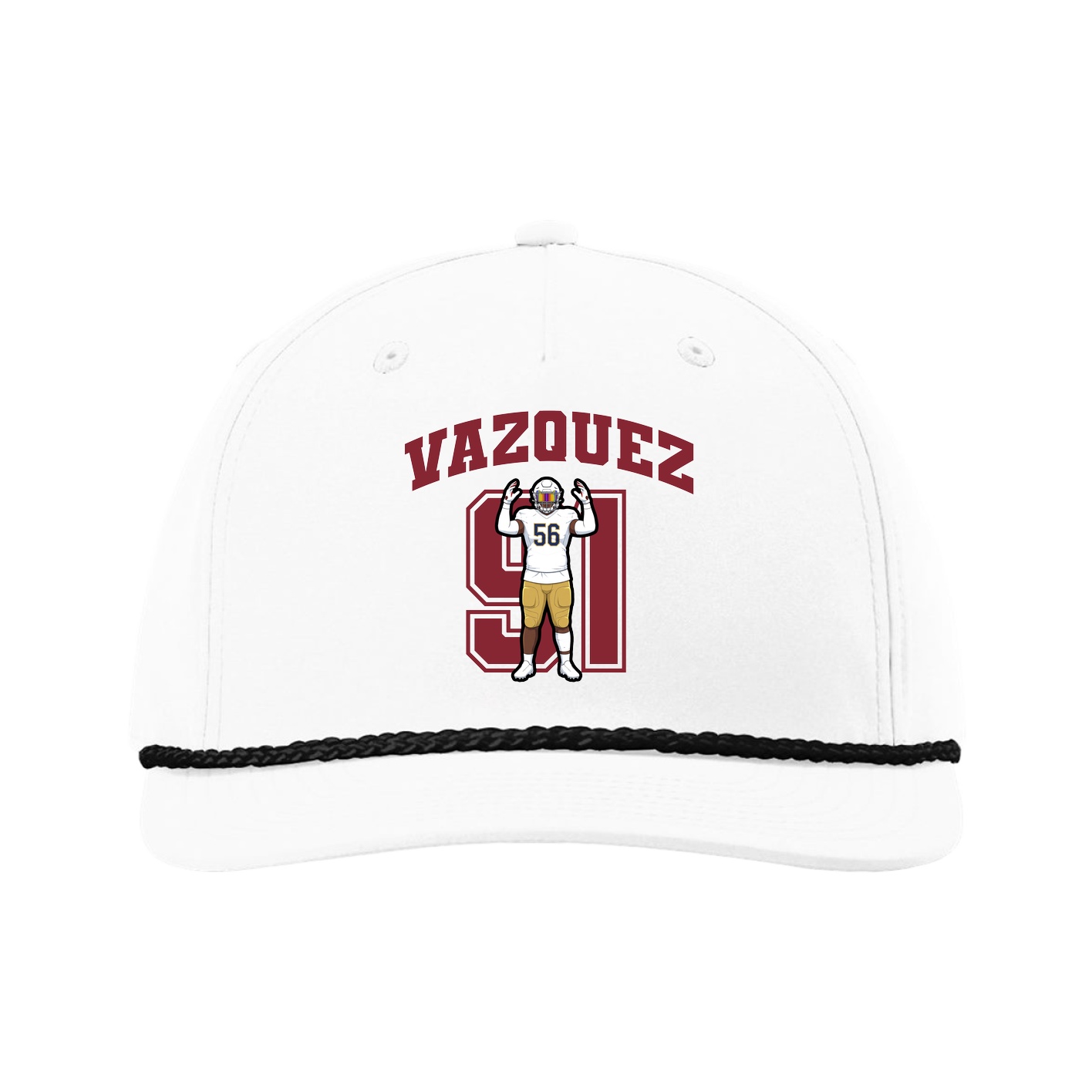 Five-Panel Classic Rope Cap — Number in White