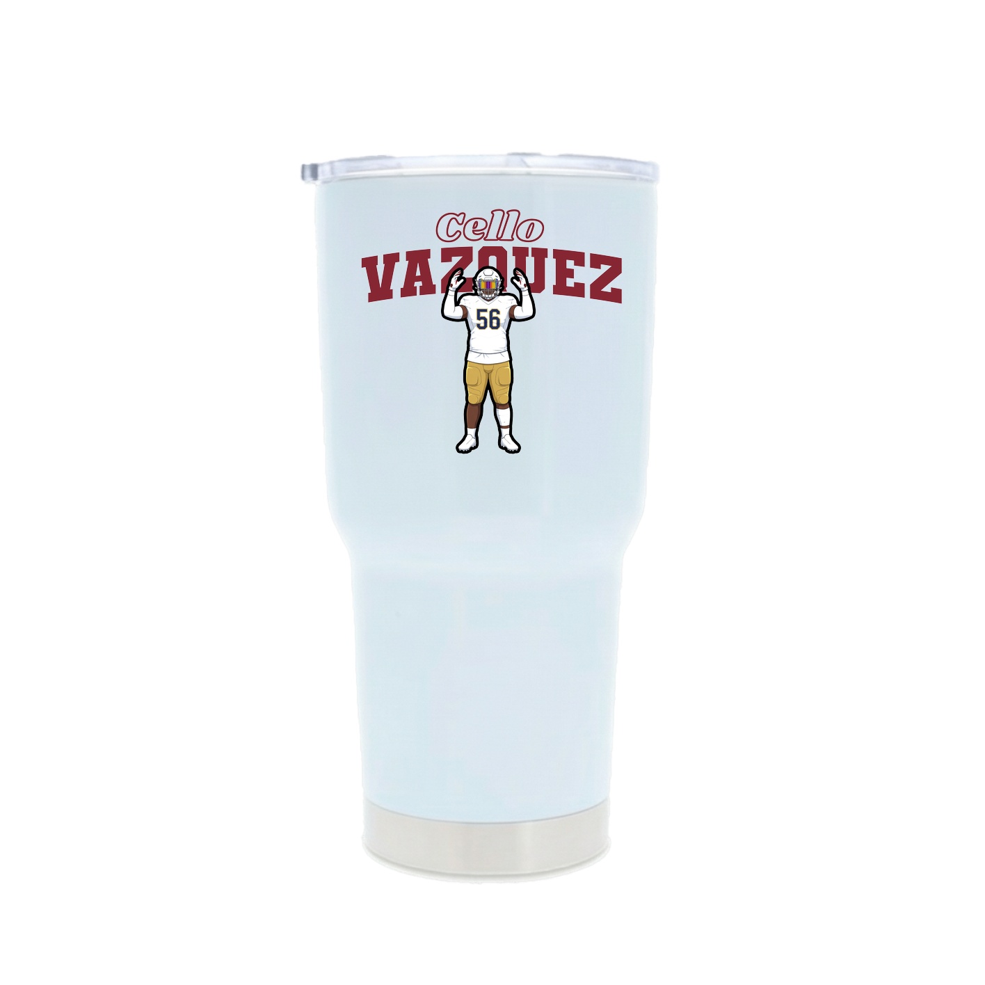 30oz Stainless Steel Tumbler — Name Arch in White