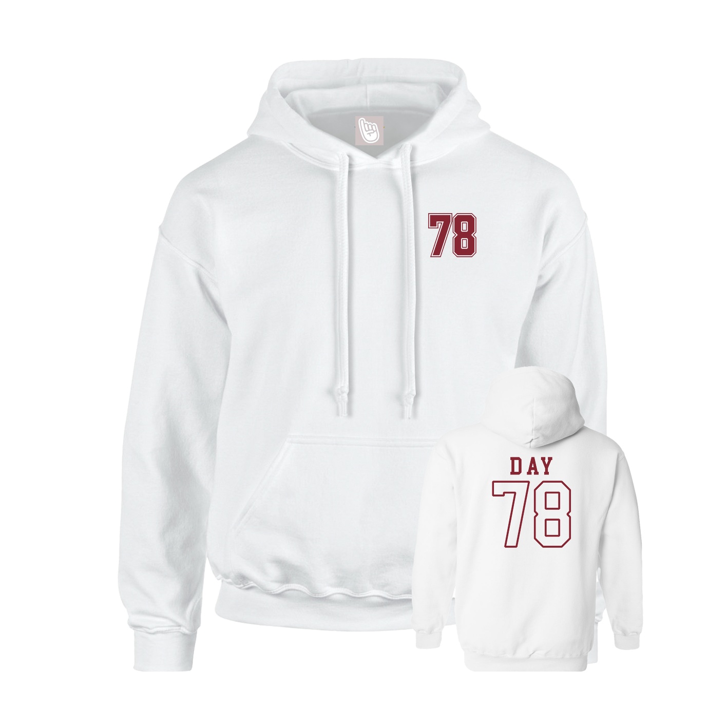 Youth Hoodie — Chest Back in White