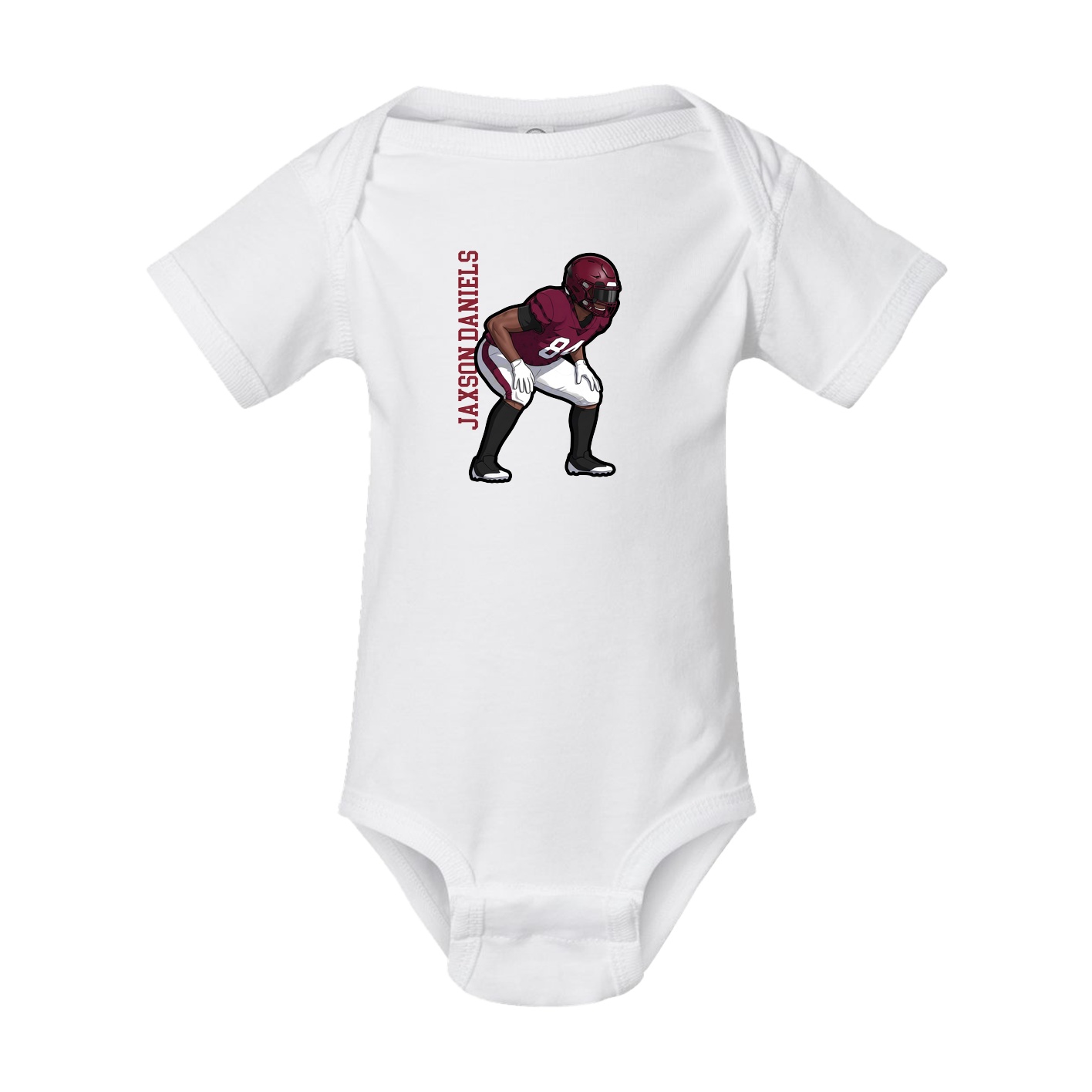 Baby Onesie — Name Vertical in White