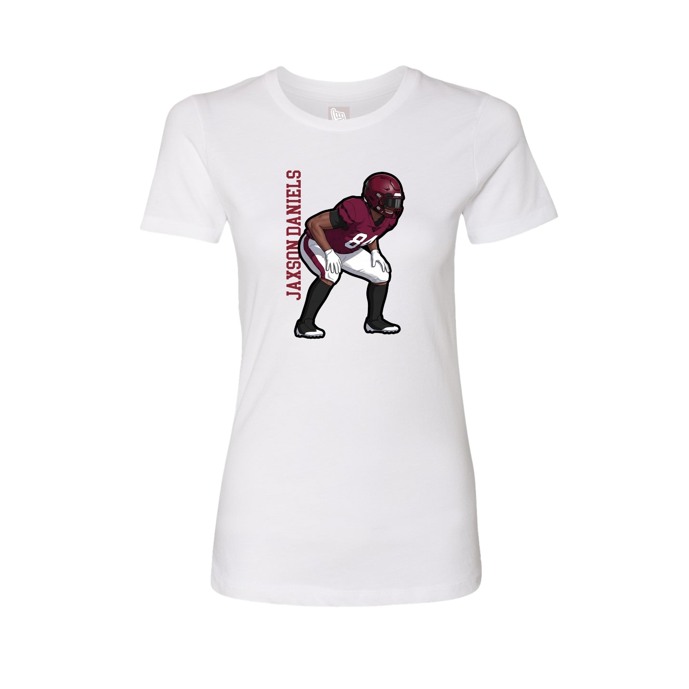 Fitted Women's Tee — Name Vertical in White