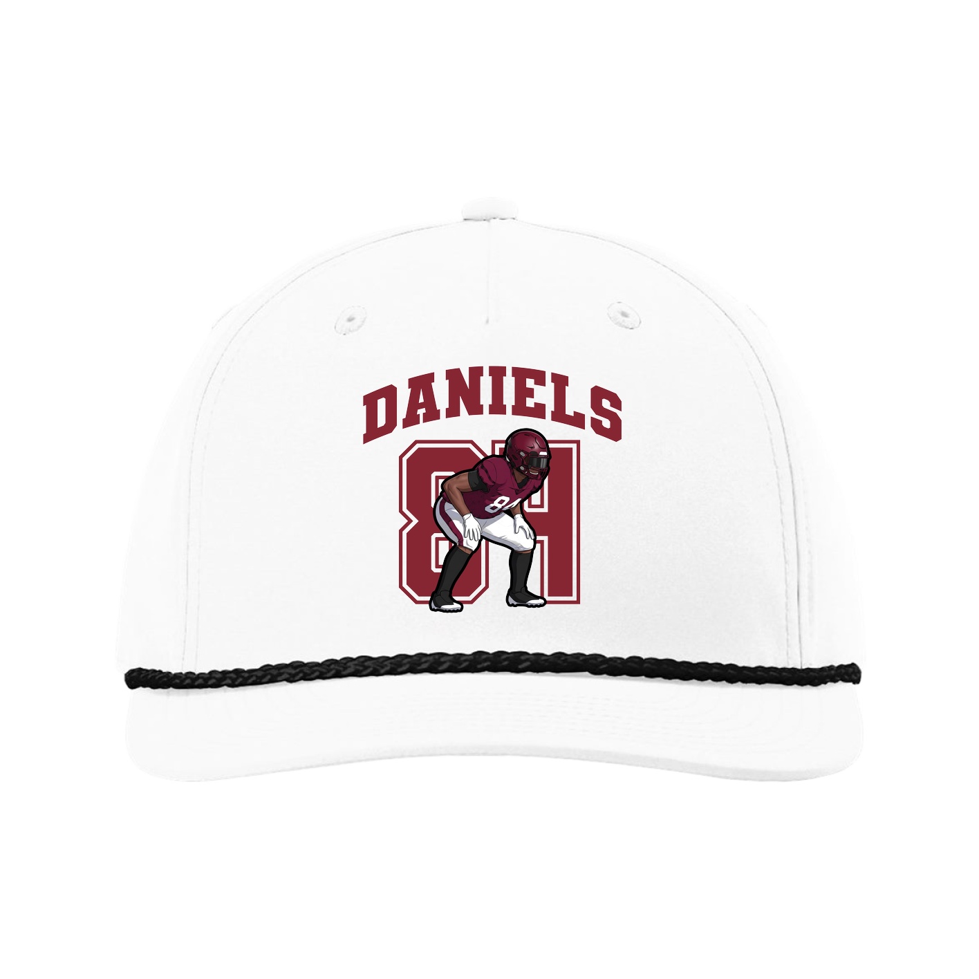 Five-Panel Classic Rope Cap — Number in White